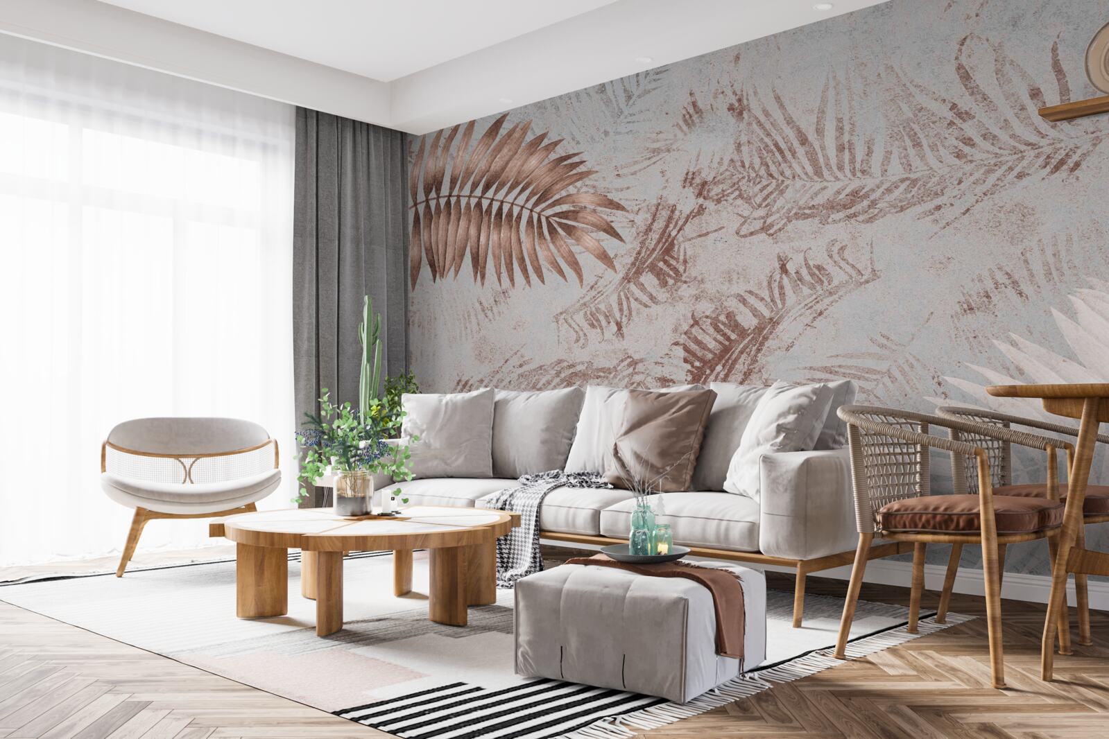 Fotobehang bruin-witte varen