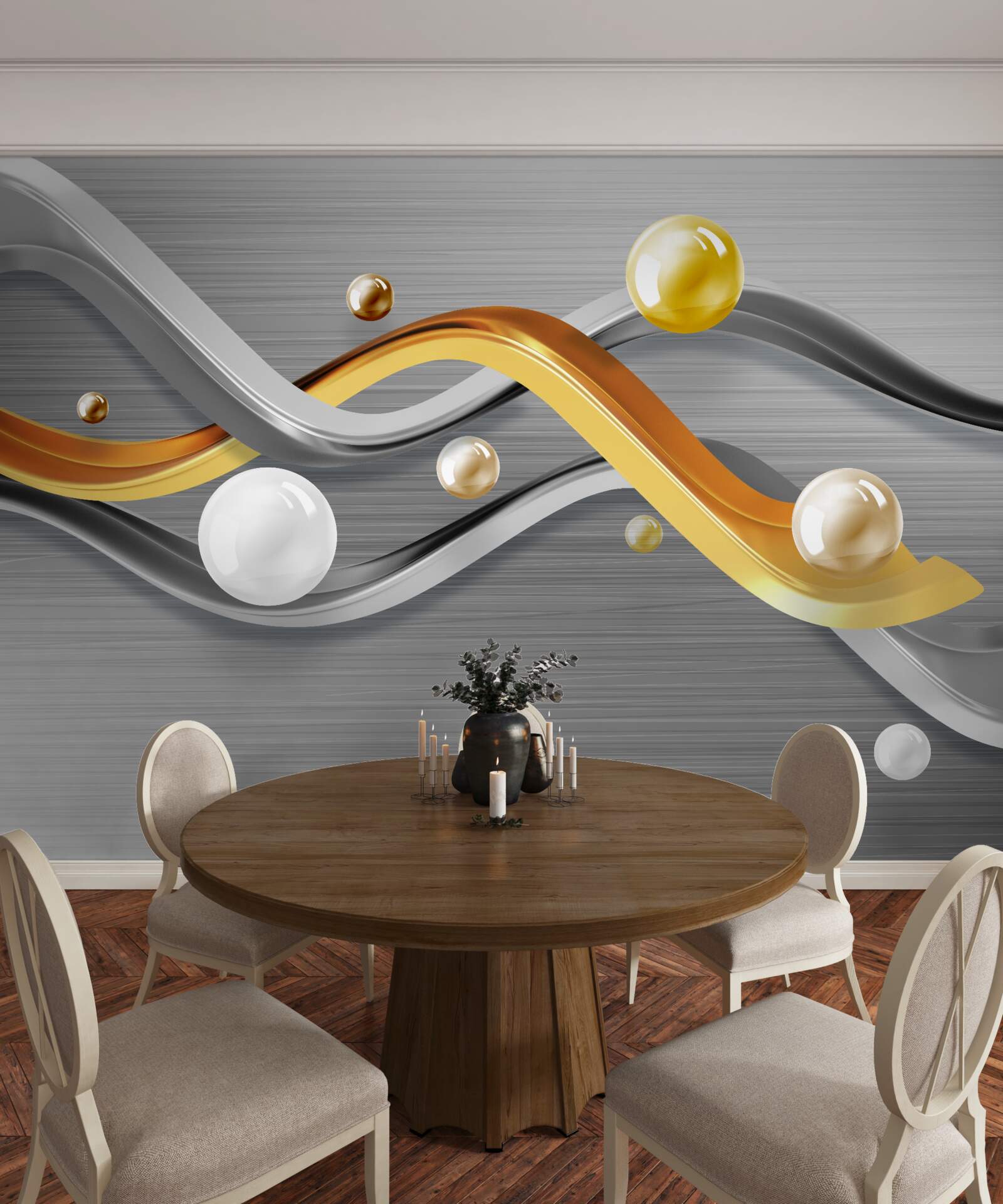 Fotobehang lijnen en bollen in het abstracte