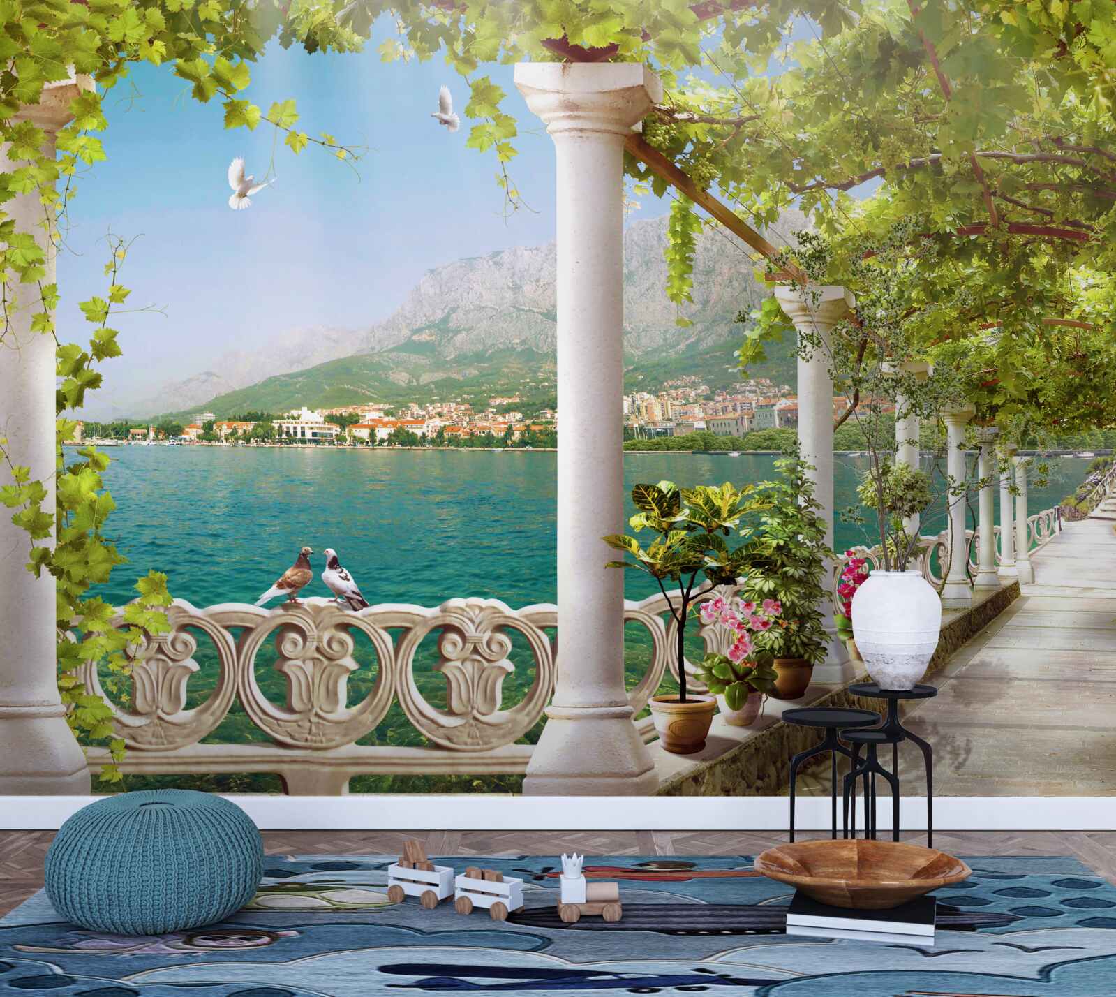 Fotobehang uitzicht op het gebied vanaf de dijk