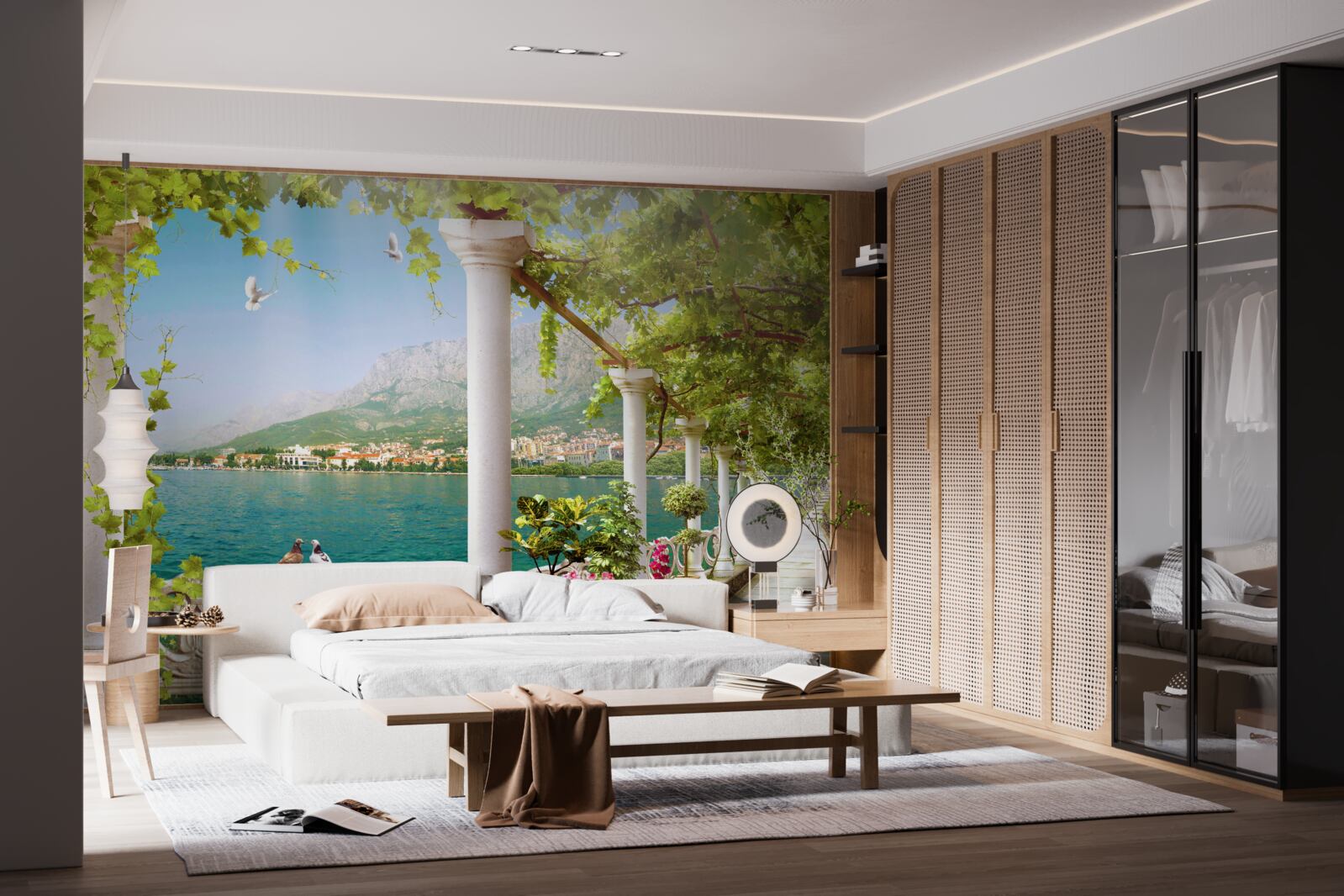 Fotobehang uitzicht op het gebied vanaf de dijk