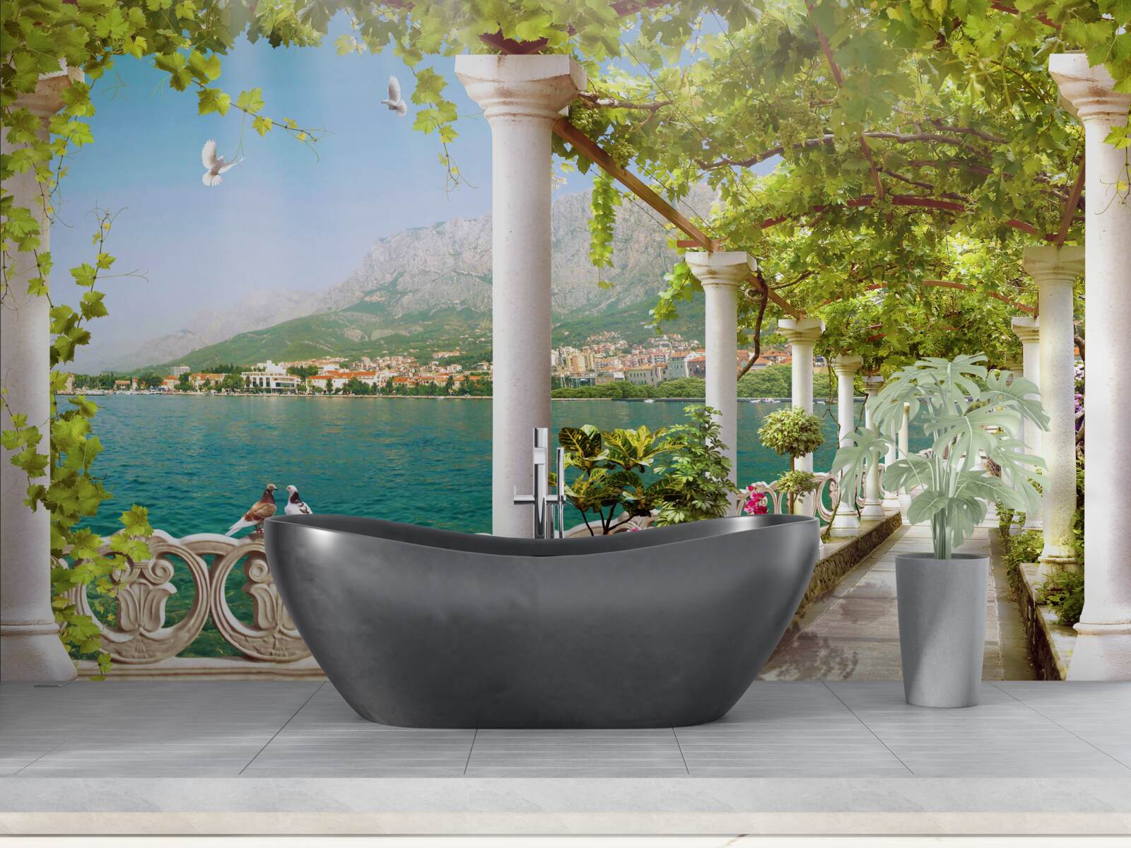 Fotobehang uitzicht op het gebied vanaf de dijk