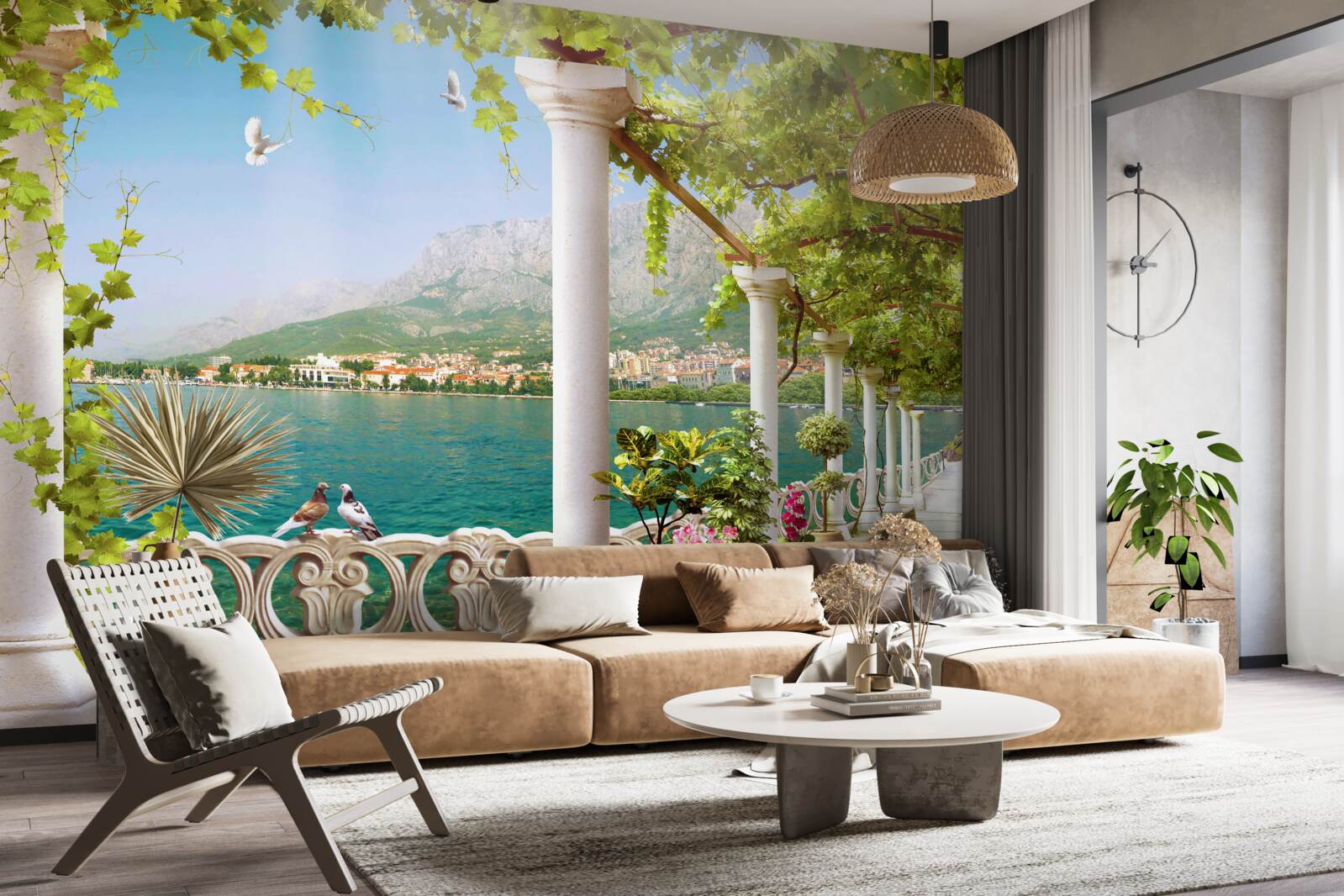 Fotobehang uitzicht op het gebied vanaf de dijk