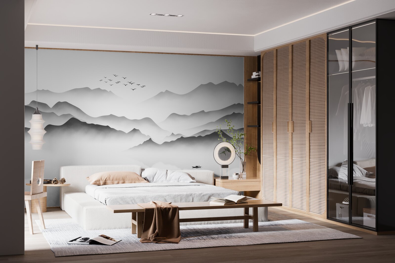 Fotobehang een ochtend bij de rivier, gehuld in mist