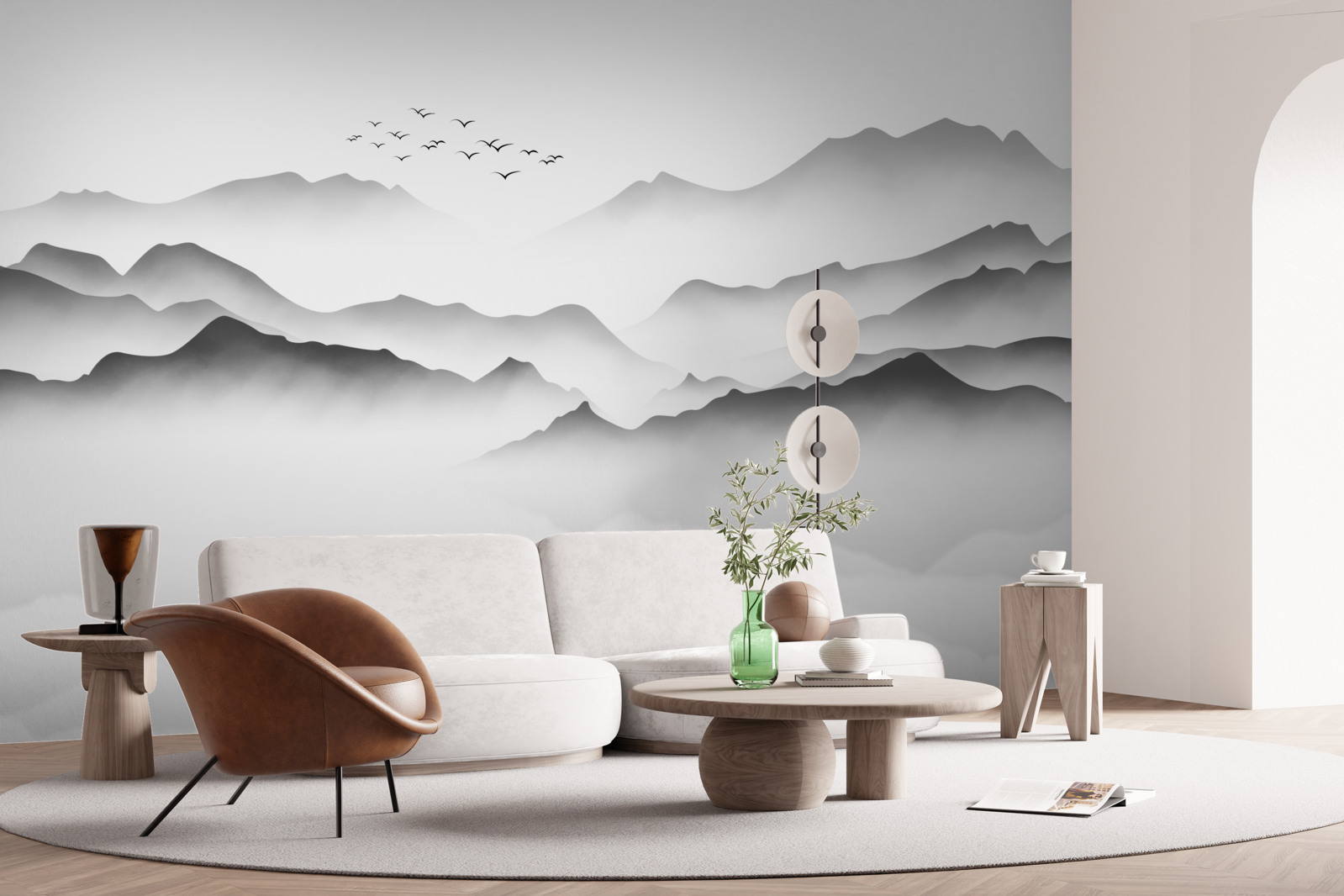 Fotobehang een ochtend bij de rivier, gehuld in mist