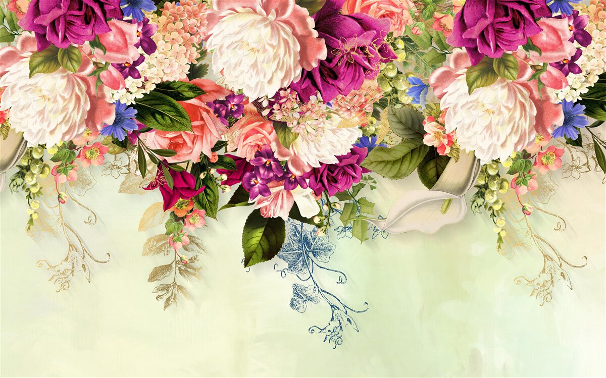 Fotobehang elegante bloemencomposities