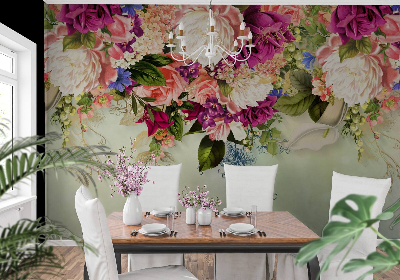 Fotobehang elegante bloemencomposities