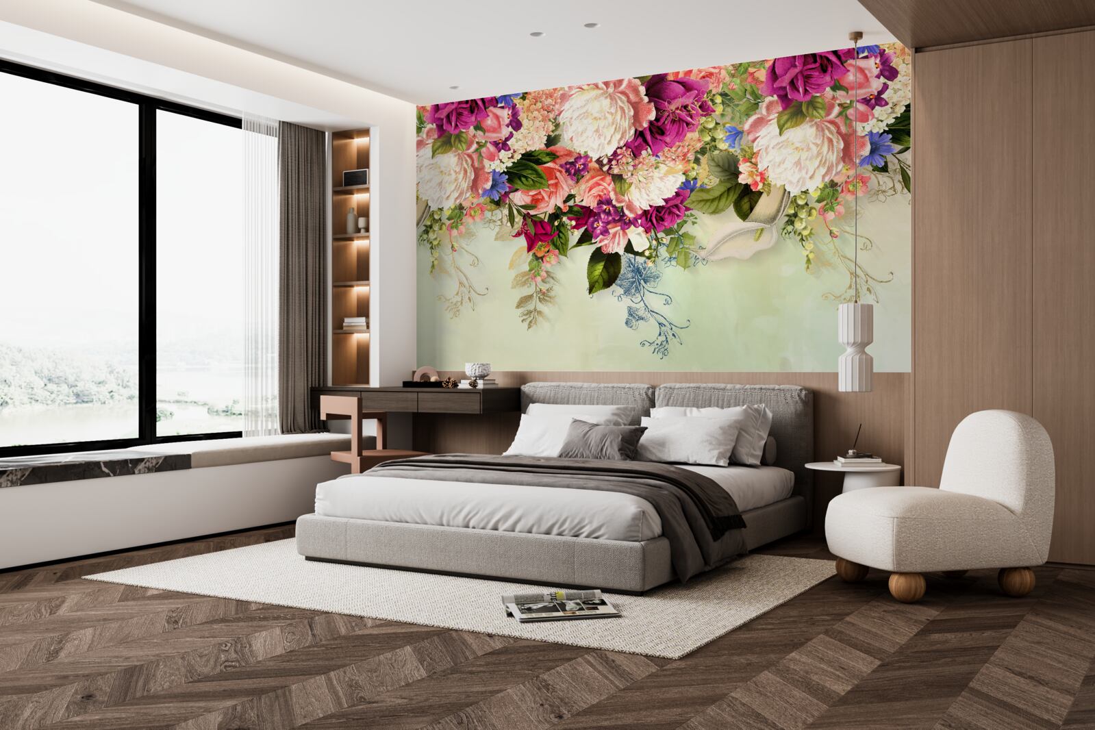 Fotobehang elegante bloemencomposities