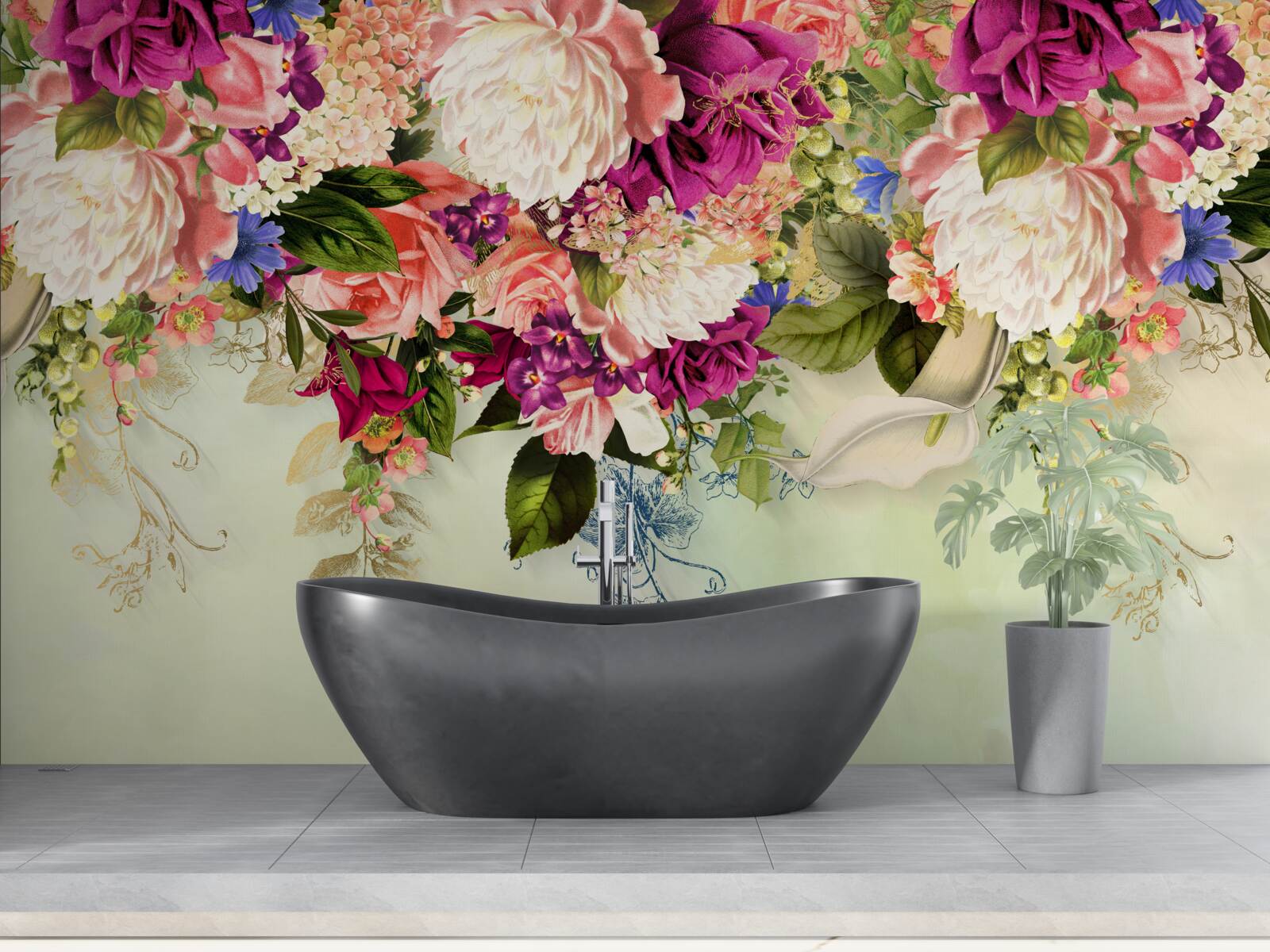 Fotobehang elegante bloemencomposities