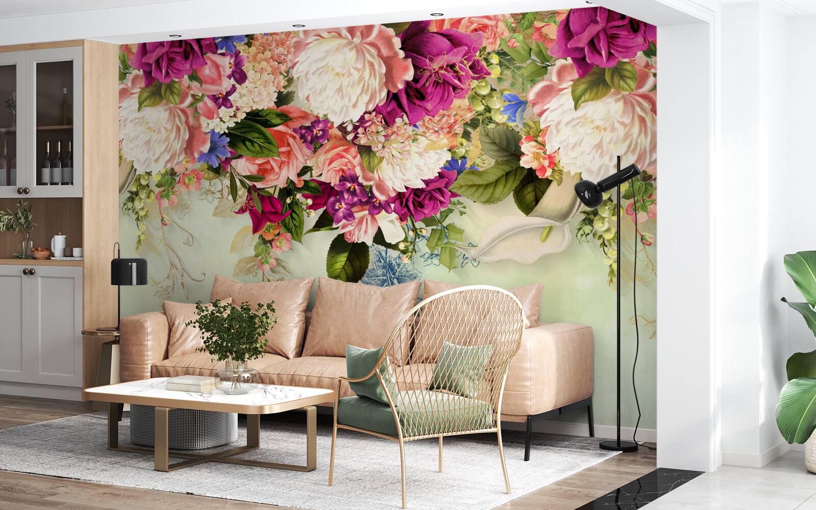 Fotobehang elegante bloemencomposities