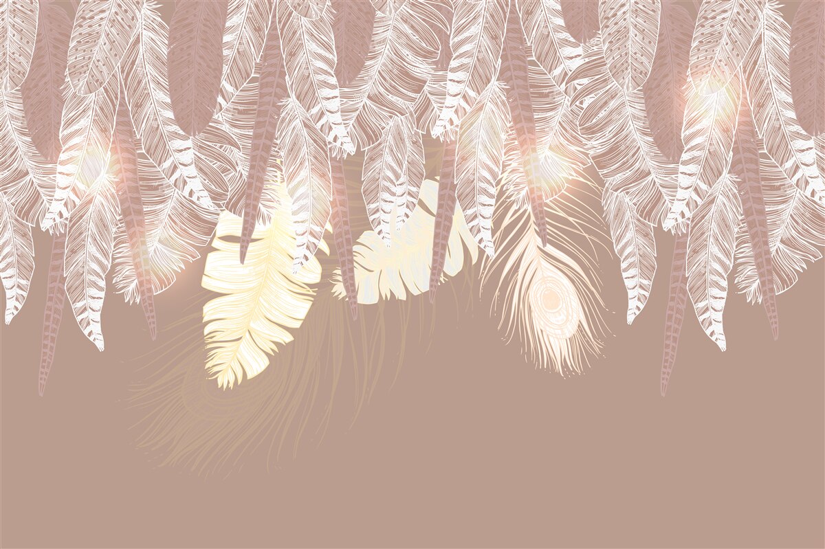 Fotobehang varenbladeren zijn wit