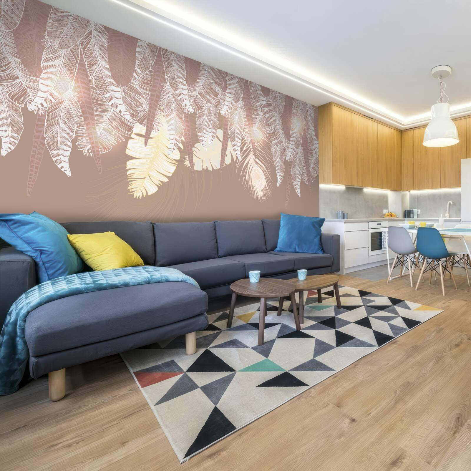 Fotobehang varenbladeren zijn wit