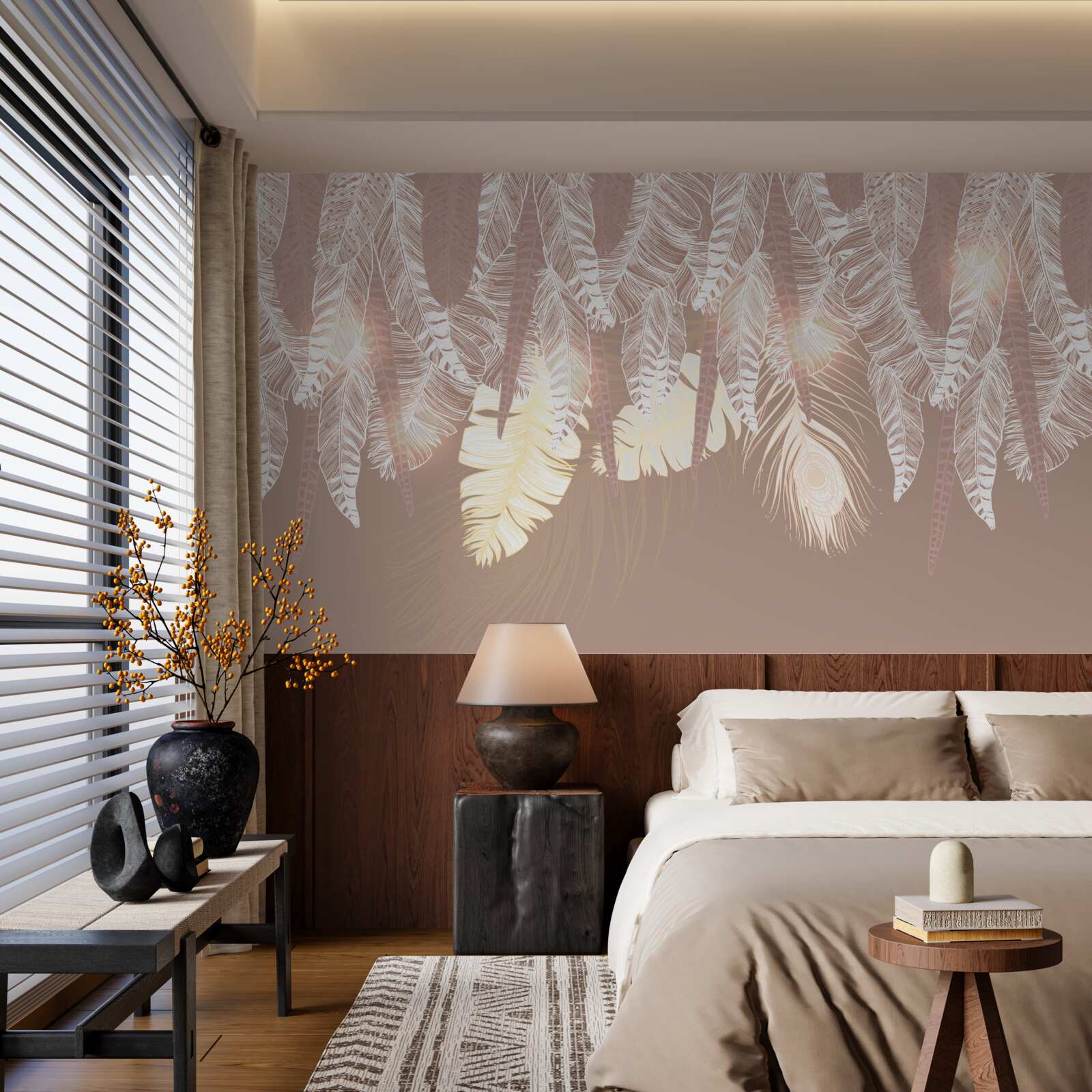 Fotobehang varenbladeren zijn wit