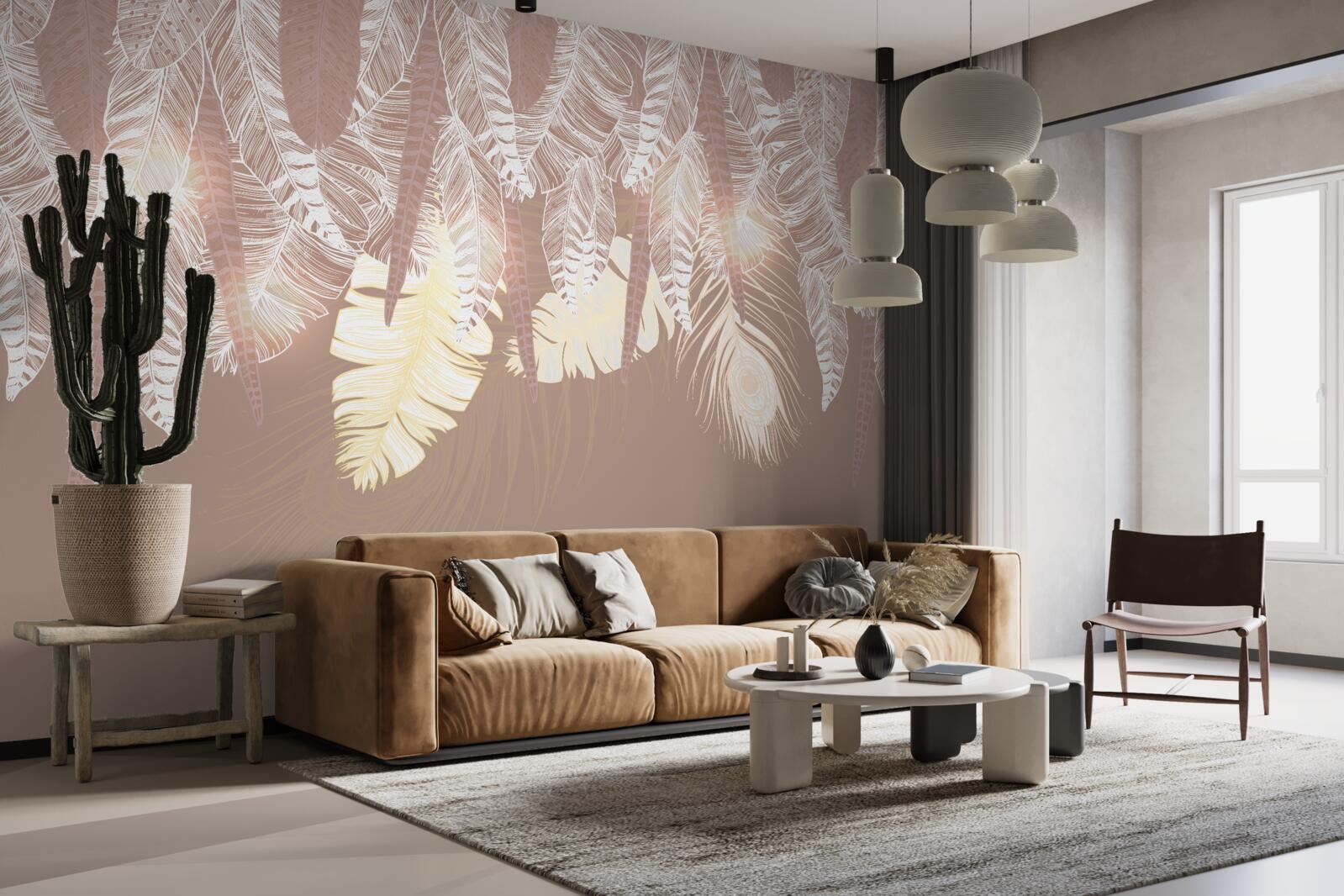 Fotobehang varenbladeren zijn wit