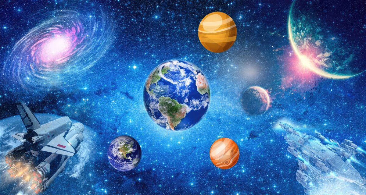Fotobehang de planeten en hun ruimte