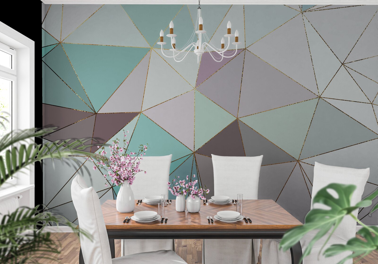 Fotobehang geometrische figuren op een marmeren oppervlak