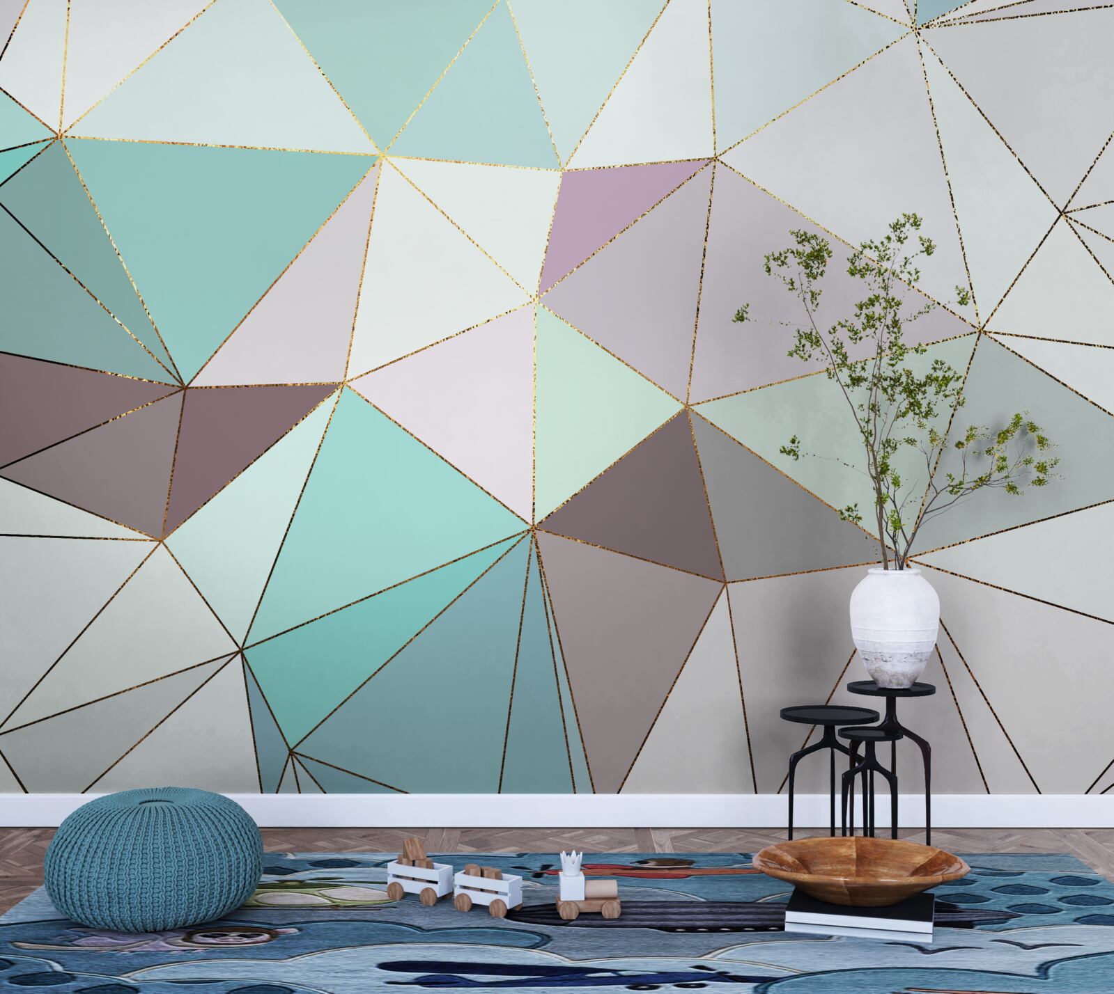 Fotobehang geometrische figuren op een marmeren oppervlak