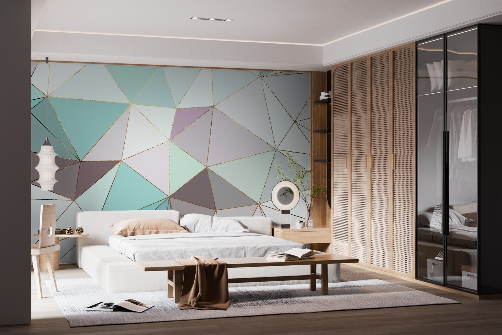 Fotobehang geometrische figuren op een marmeren oppervlak