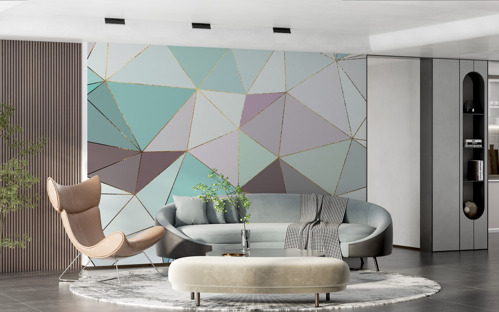 Fotobehang geometrische figuren op een marmeren oppervlak