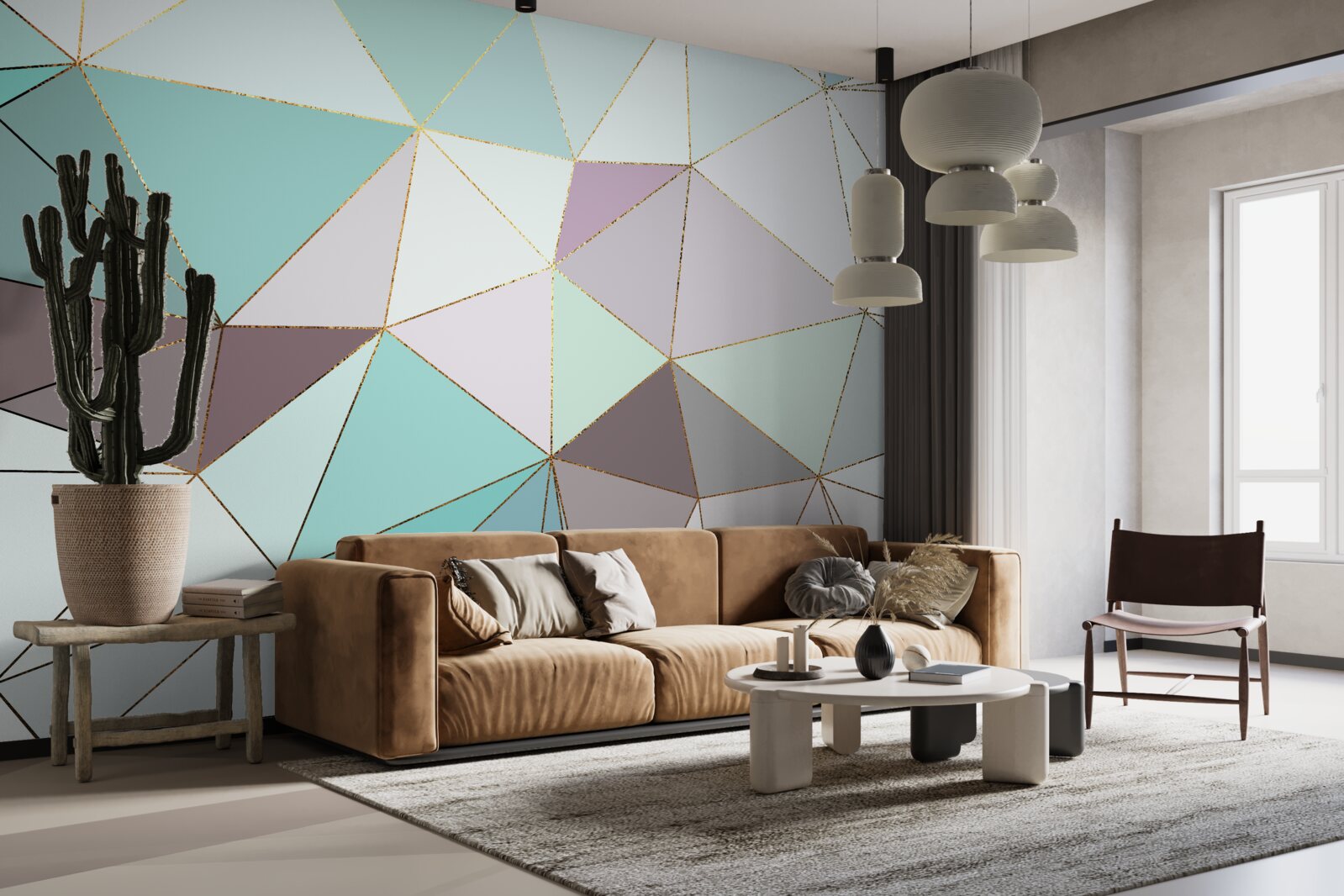 Fotobehang geometrische figuren op een marmeren oppervlak