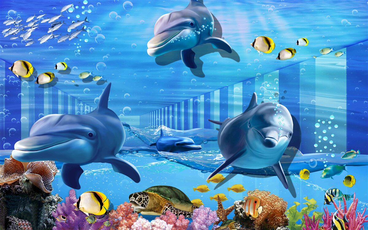 Fotobehang diepzeebewoners in de tunnel