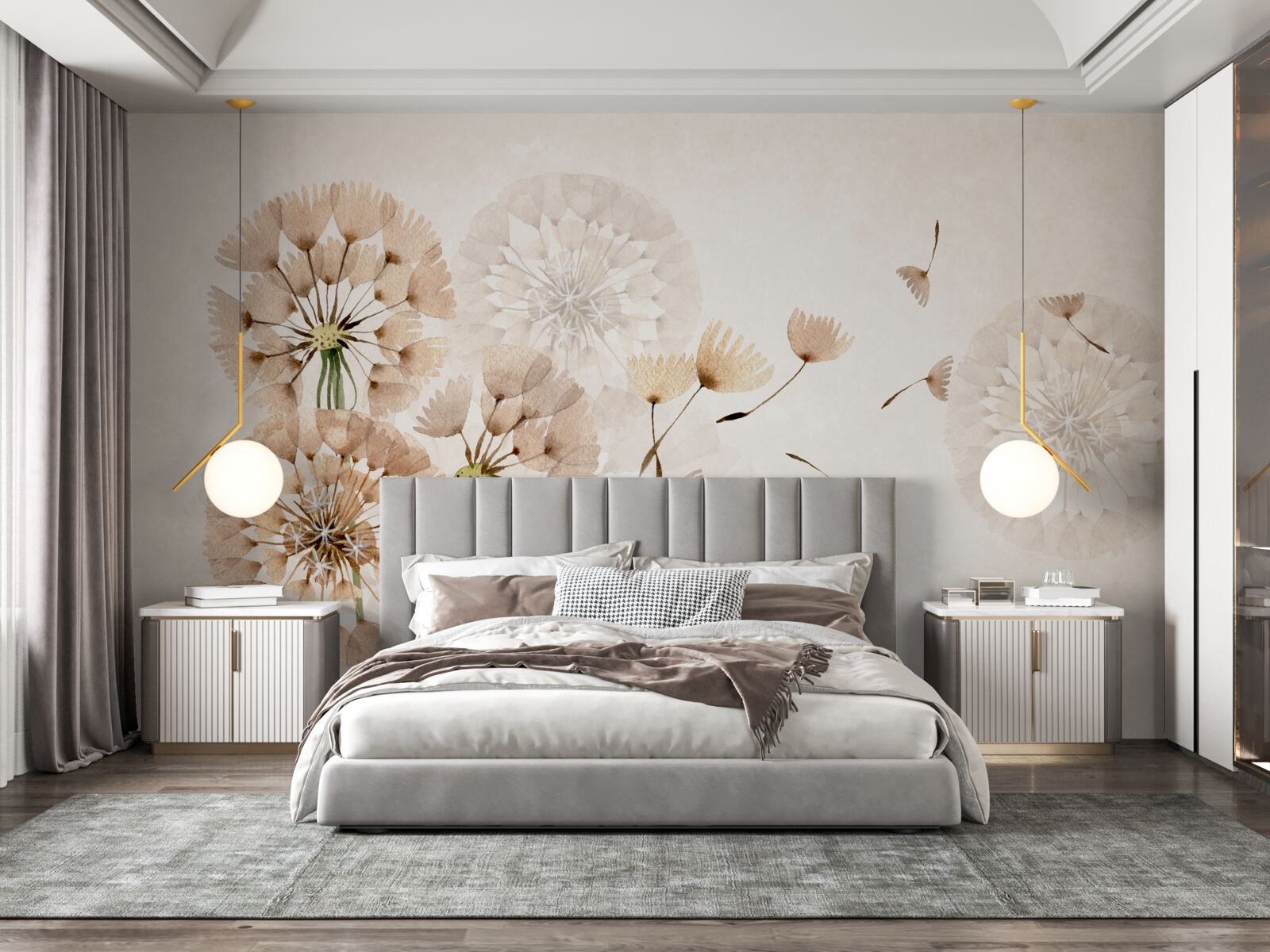 Fotobehang verdamping van paardebloempluis