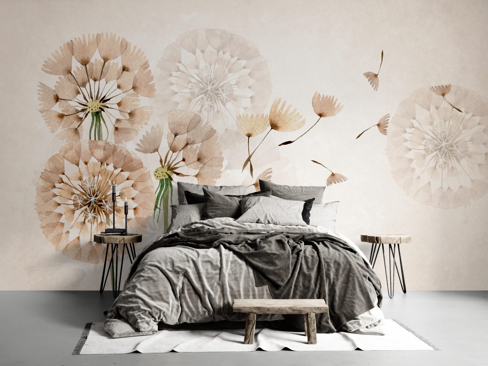 Fotobehang verdamping van paardebloempluis