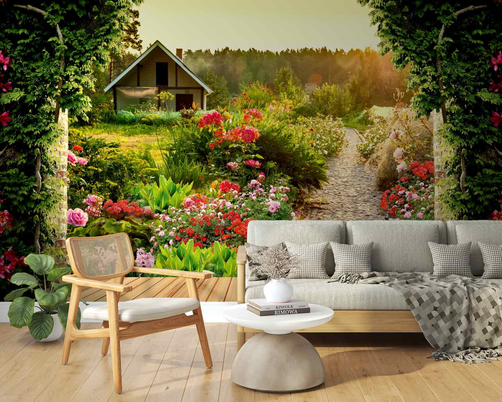 Fotobehang natuurlijk landschap met een huis