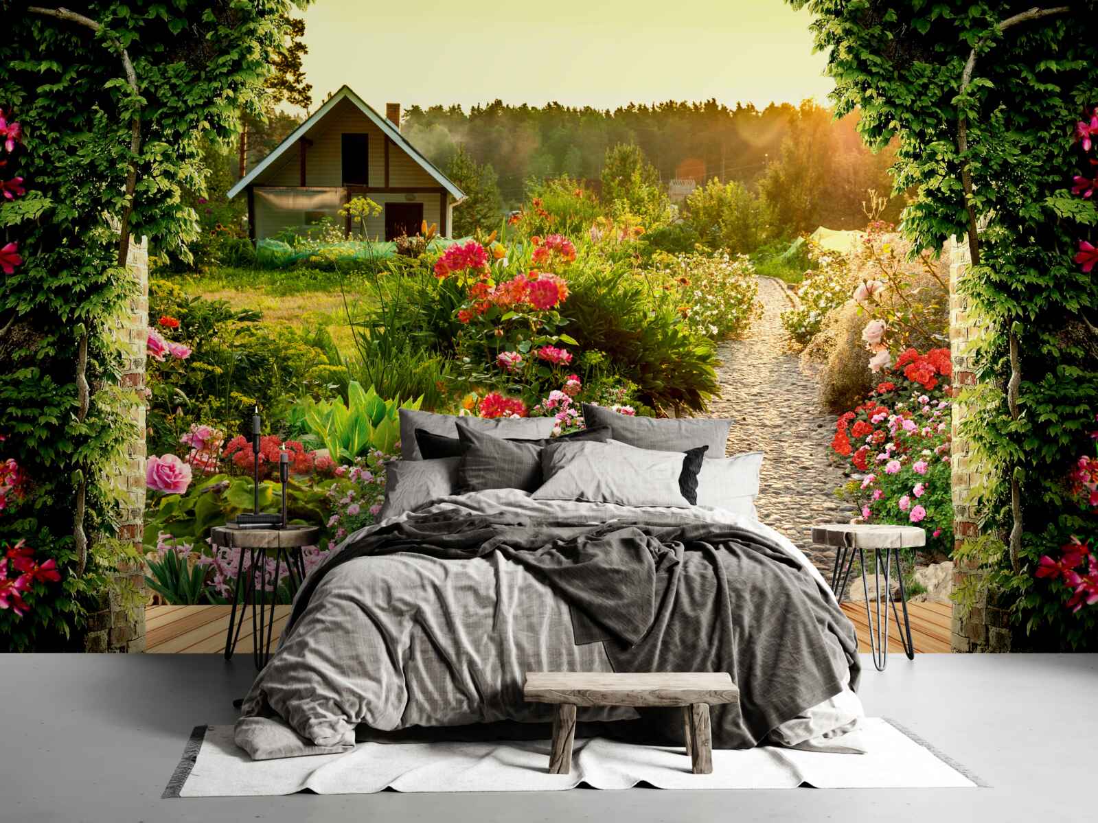 Fotobehang natuurlijk landschap met een huis