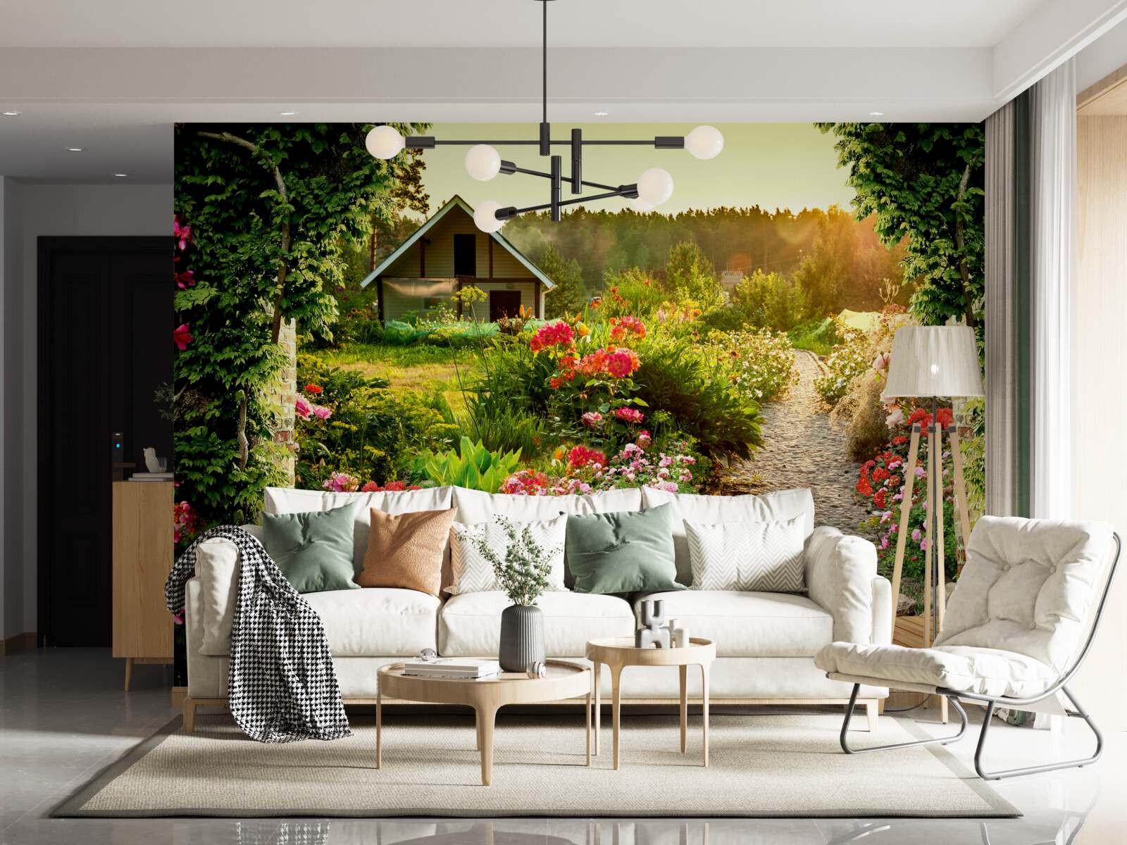 Fotobehang natuurlijk landschap met een huis