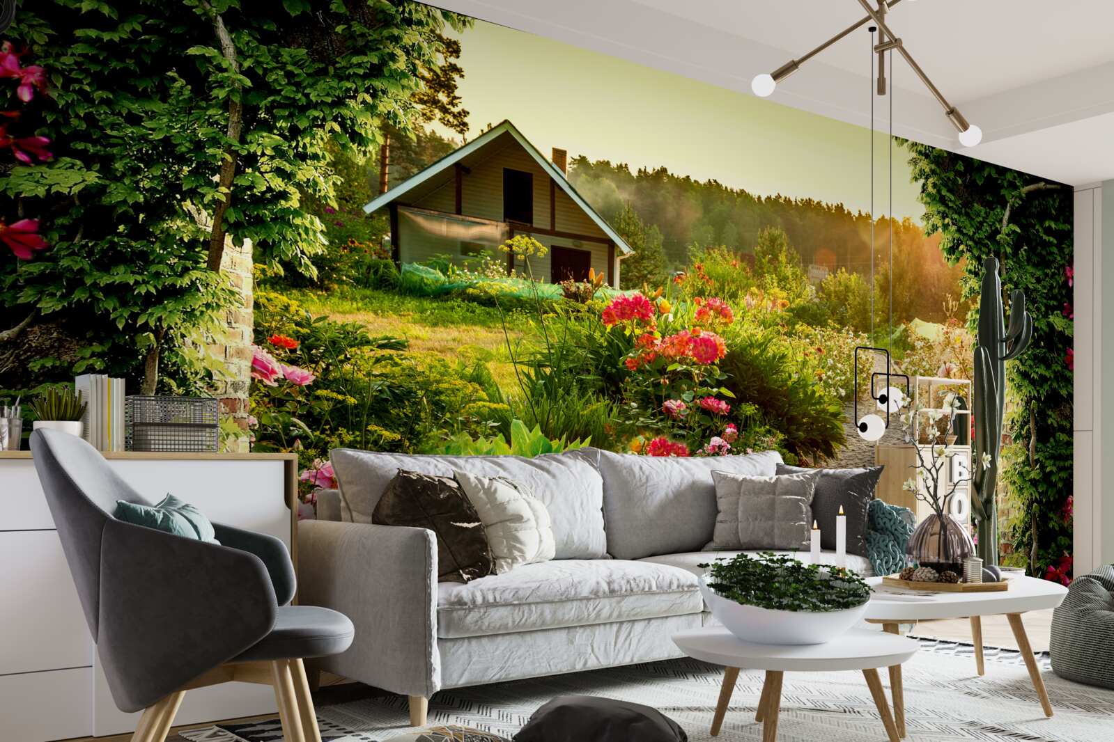 Fotobehang natuurlijk landschap met een huis