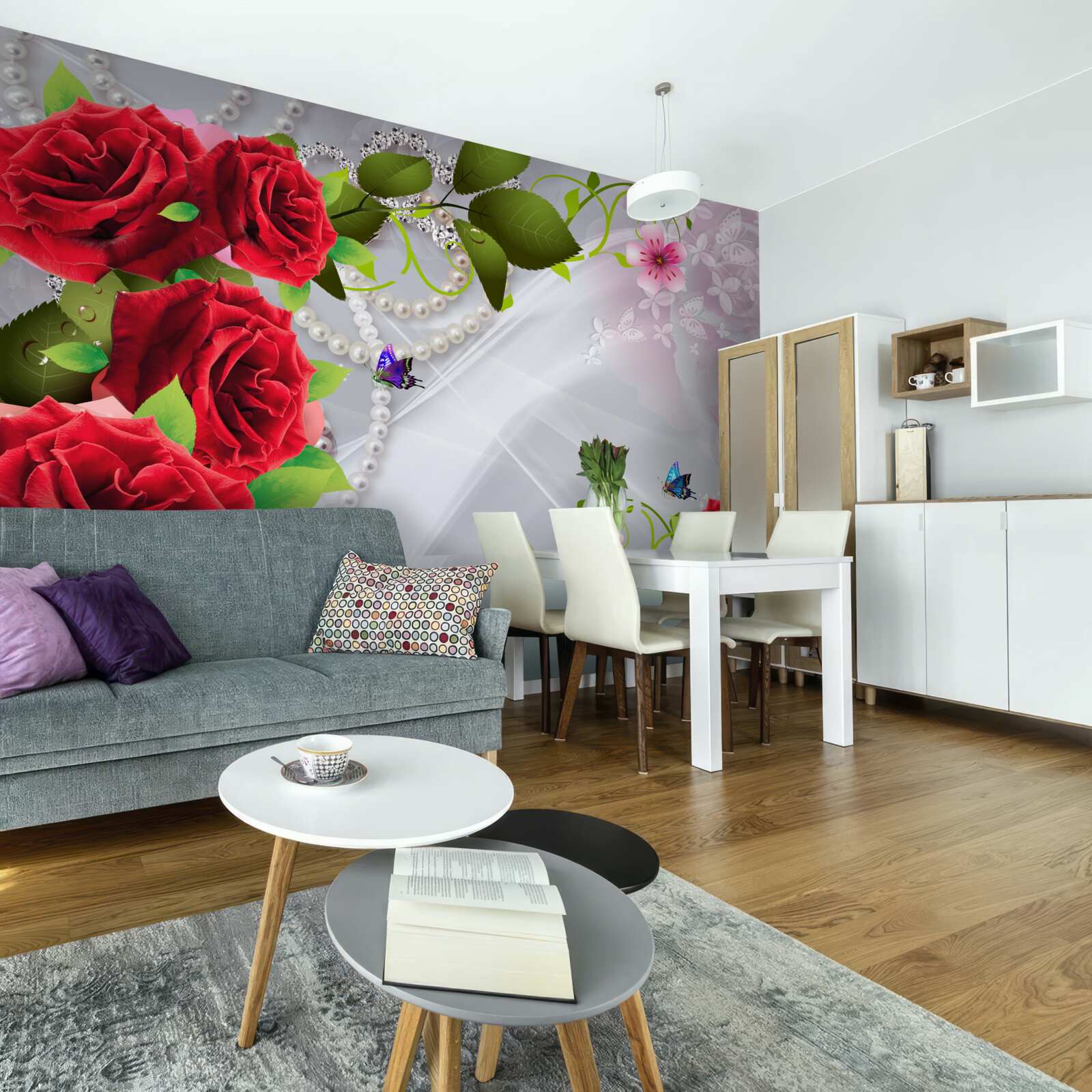 Fotobehang parelrode rozen