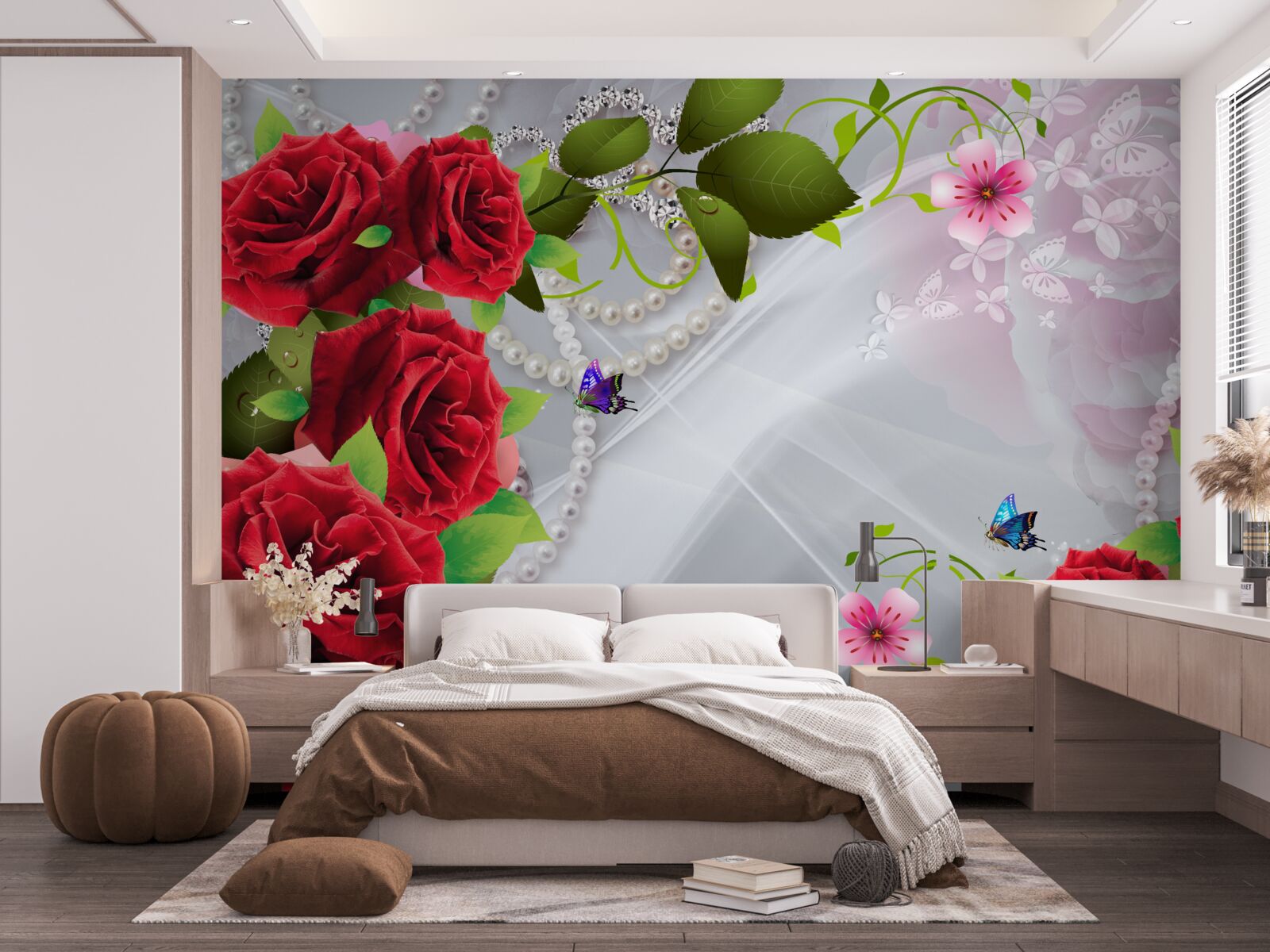 Fotobehang parelrode rozen