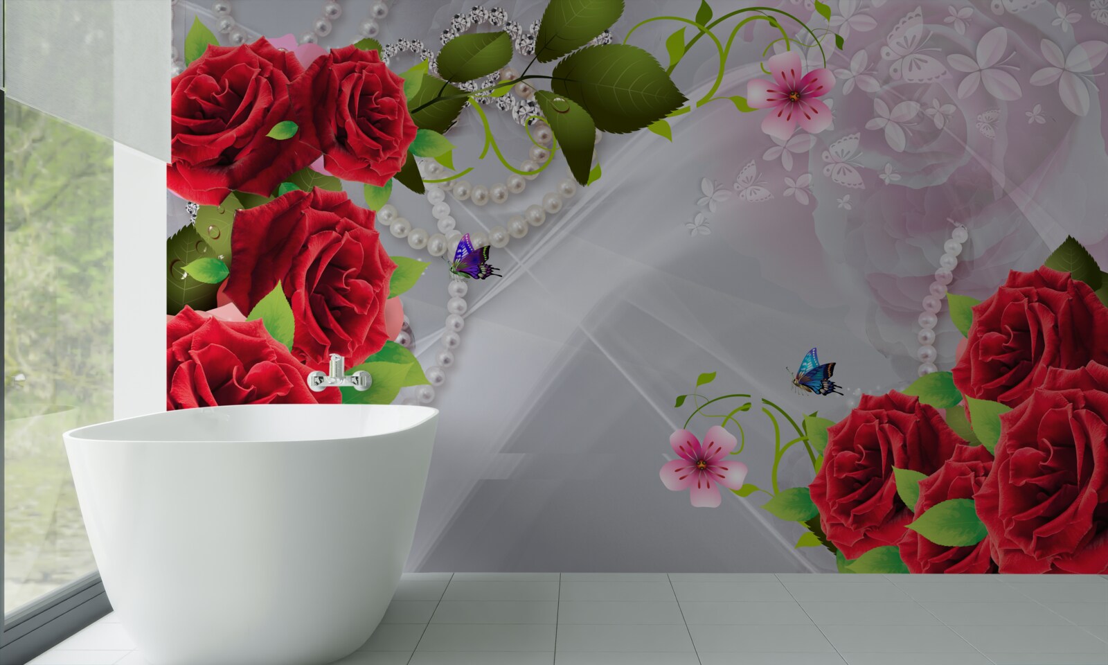 Fotobehang parelrode rozen