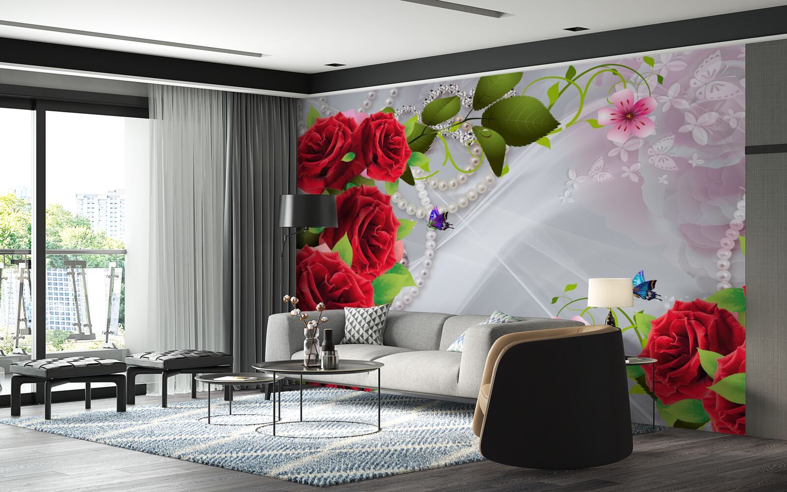 Fotobehang parelrode rozen