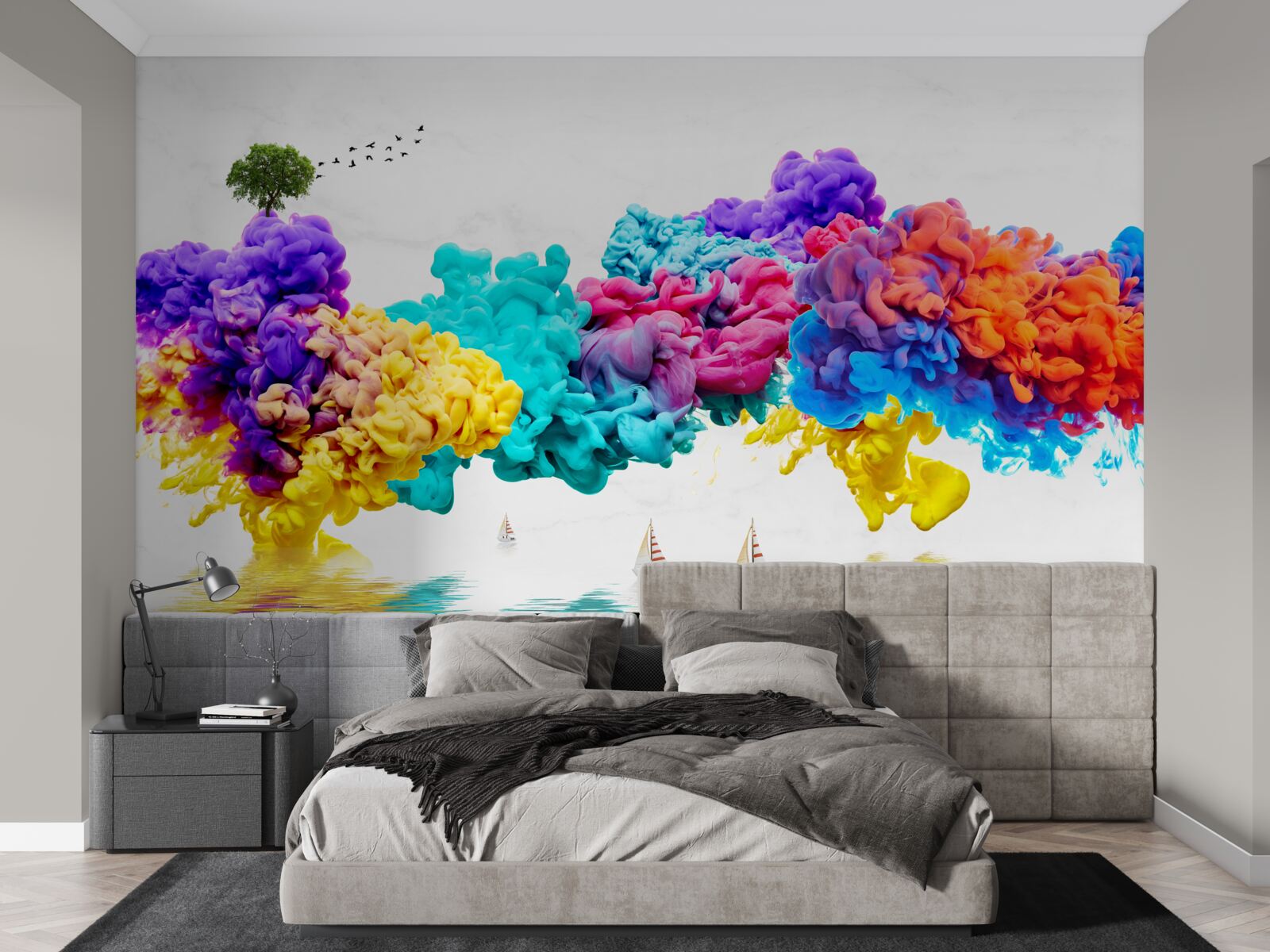 Fotobehang schitterende kleuren boven het wateroppervlak