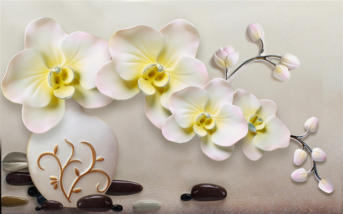 Fotobehang versierde orchidee bloemen