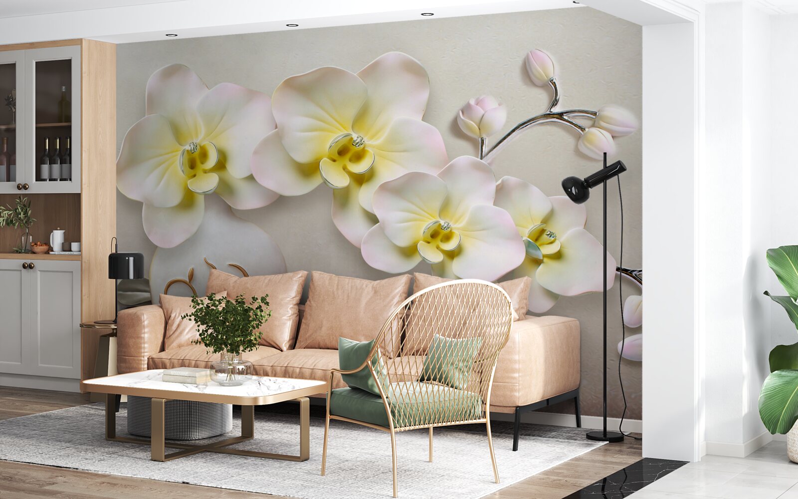 Fotobehang versierde orchidee bloemen