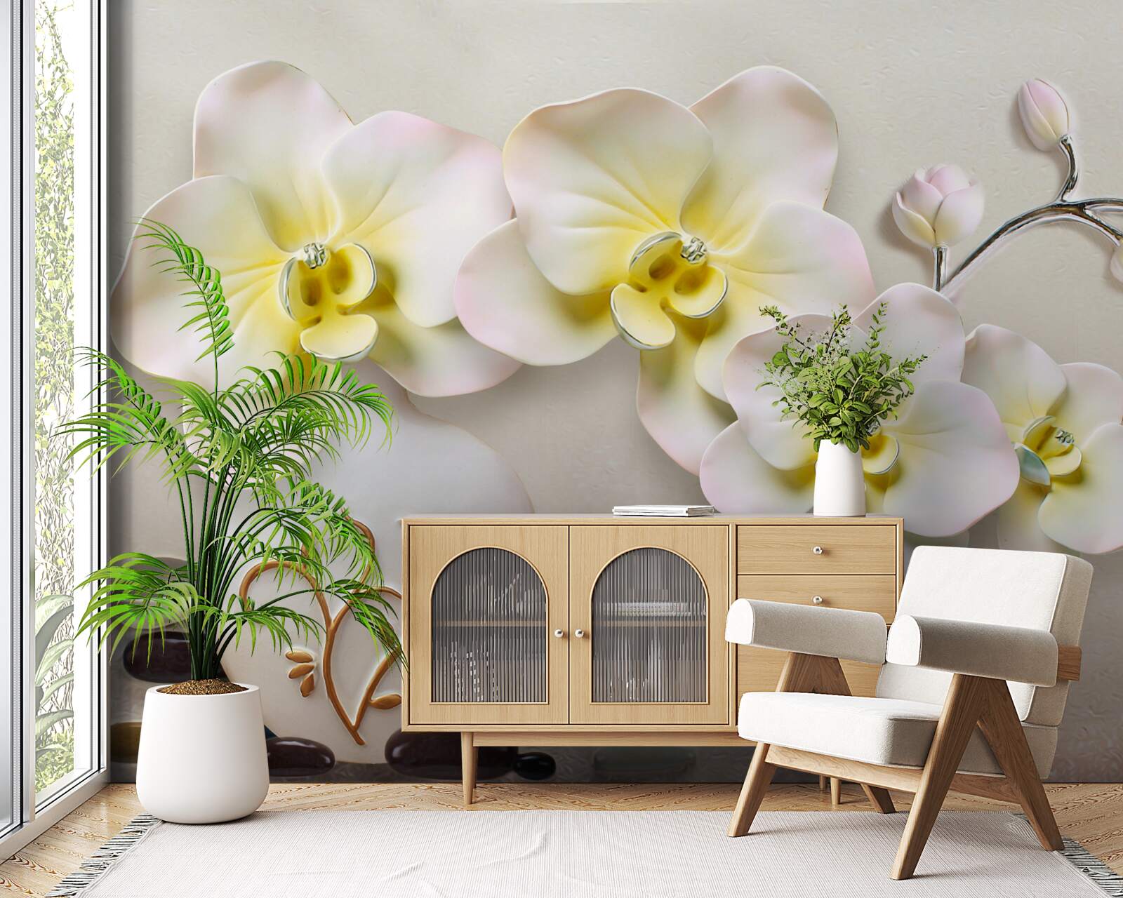 Fotobehang versierde orchidee bloemen