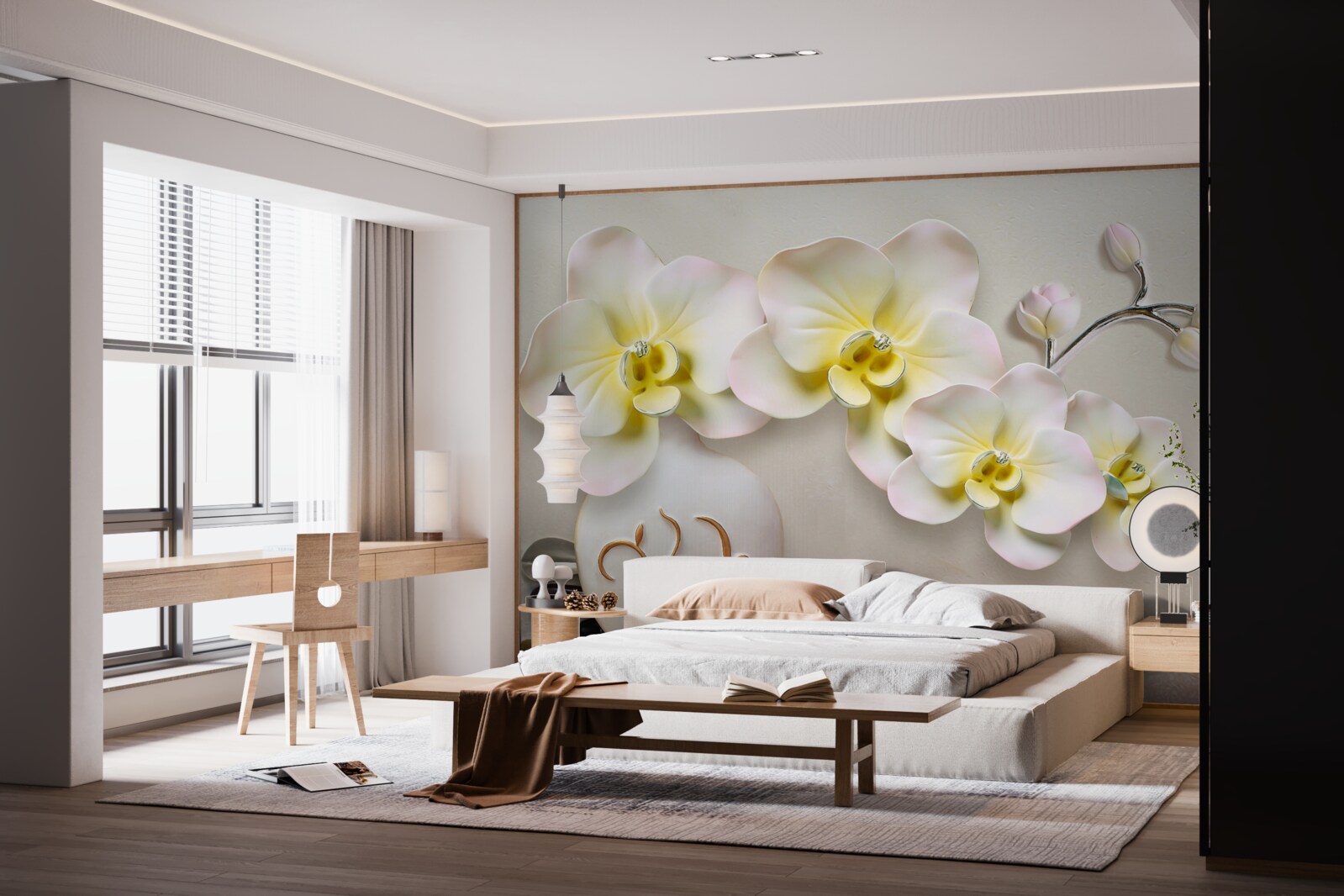 Fotobehang versierde orchidee bloemen