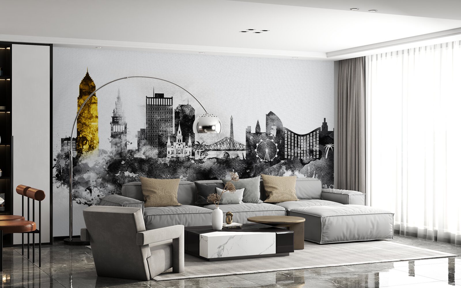 Fotobehang architectonische abstractie van stedelijke ruimte