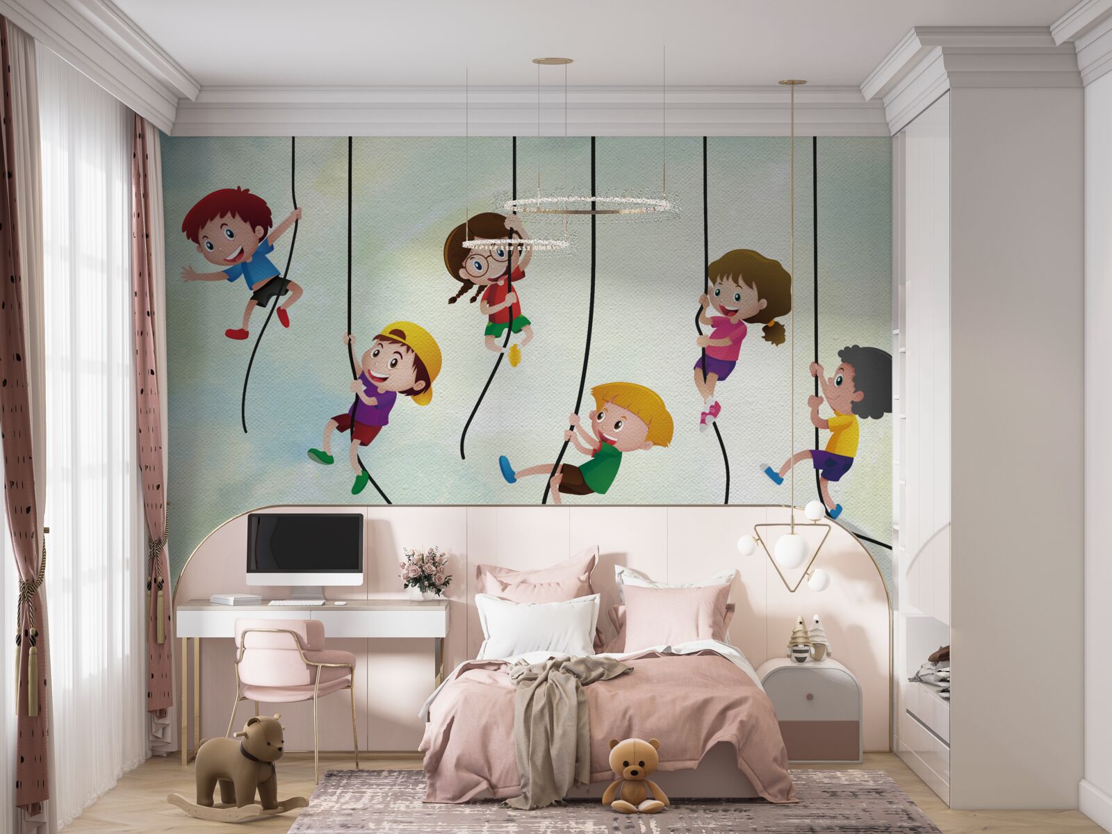 Fotobehang jongens in de touwen