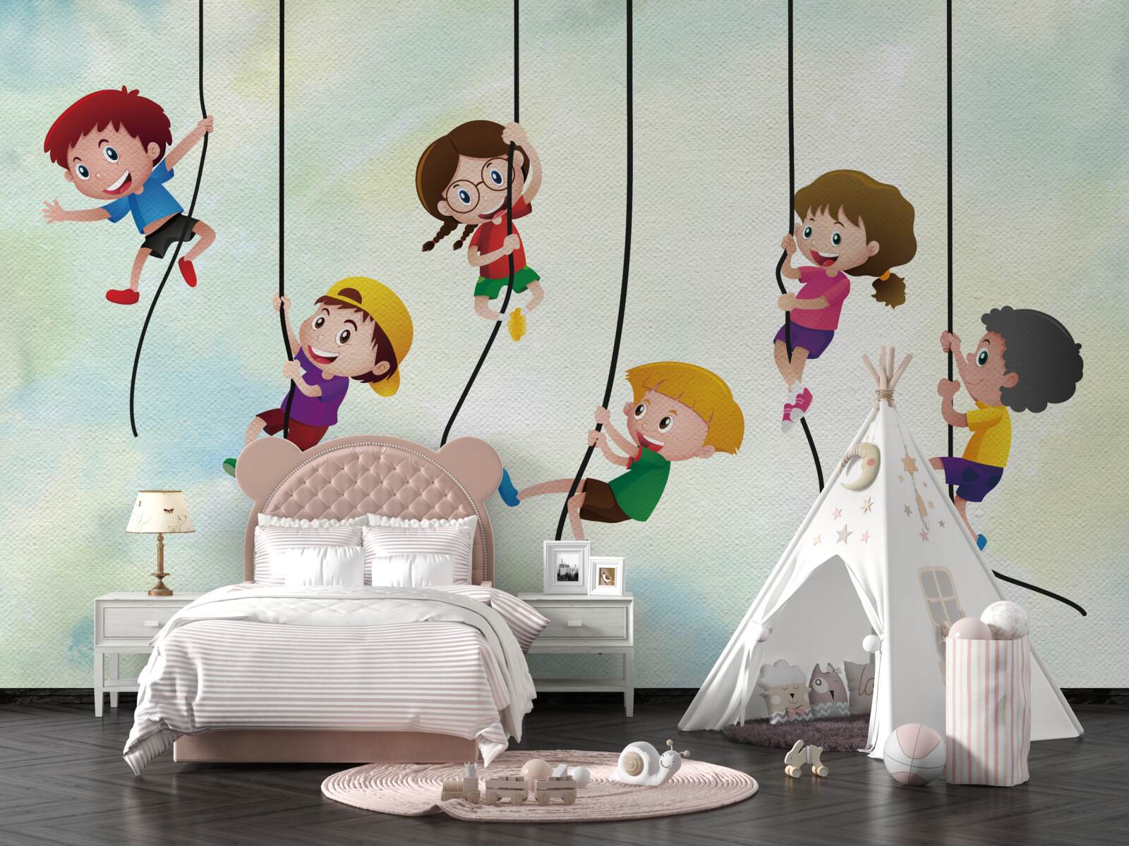 Fotobehang jongens in de touwen