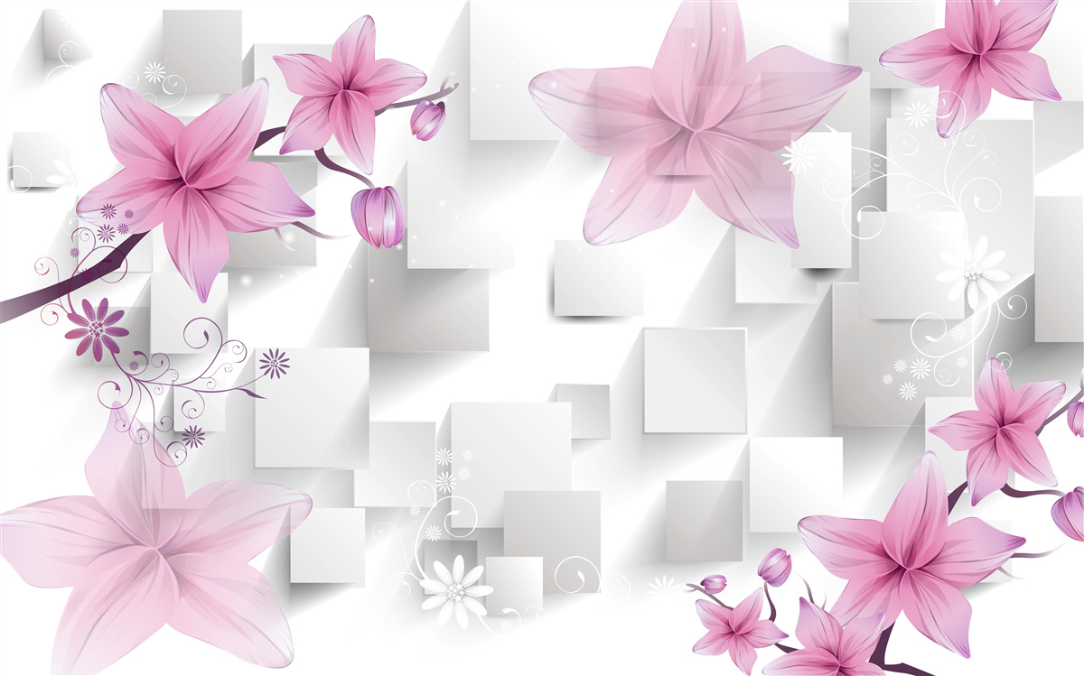 Fotobehang abstract met paarse knoppen