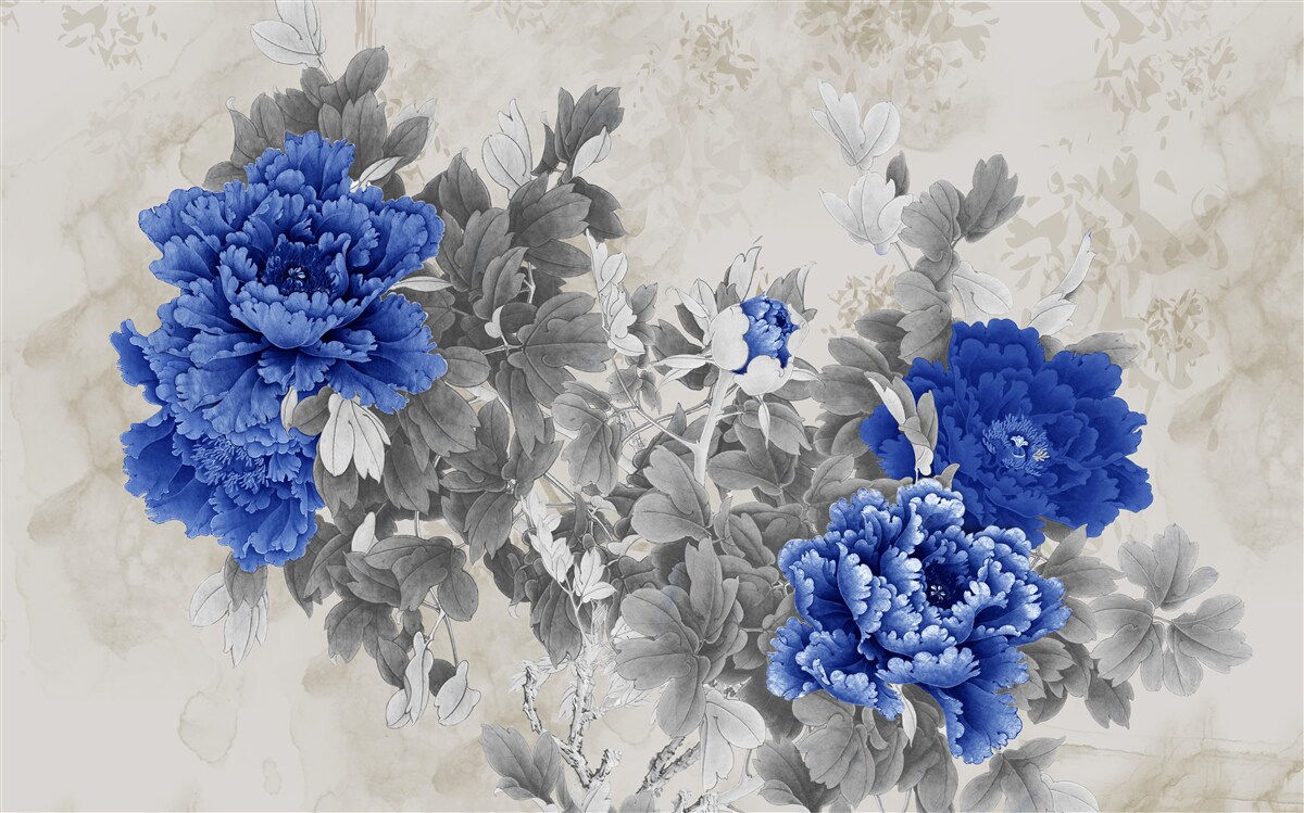 Fotobehang bloem ikiebana op grijze achtergrond