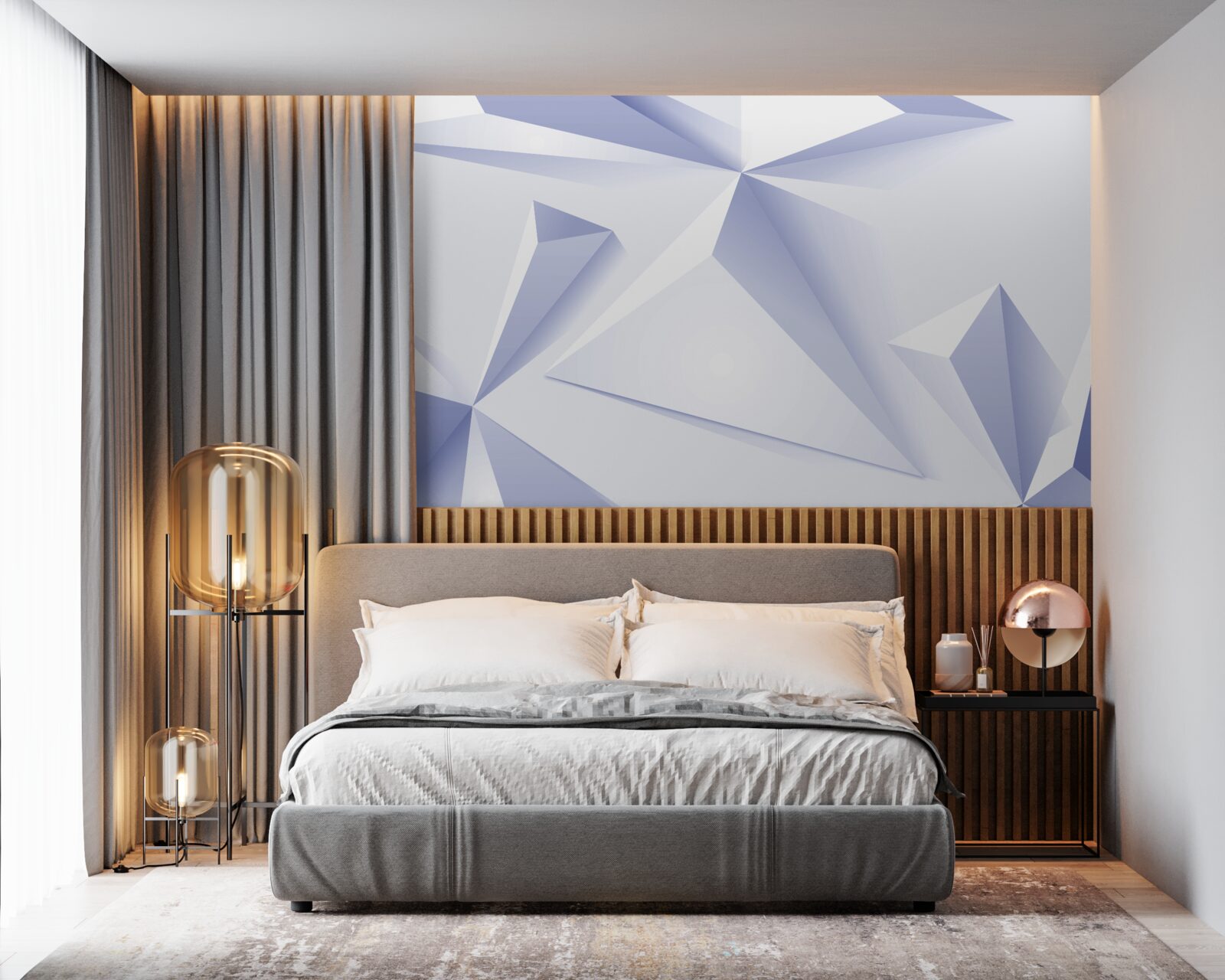 Fotobehang licht 3d piramides