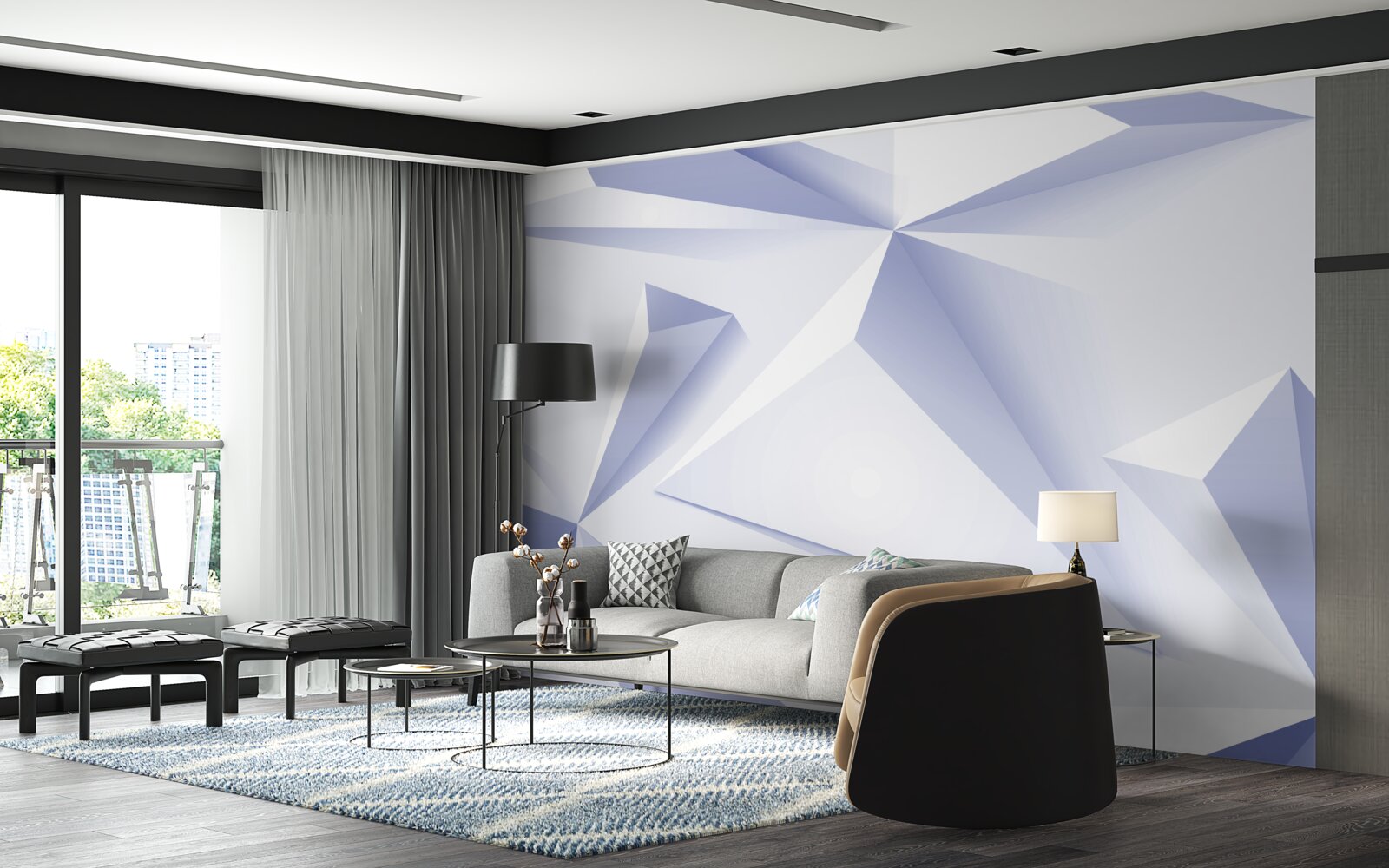 Fotobehang licht 3d piramides