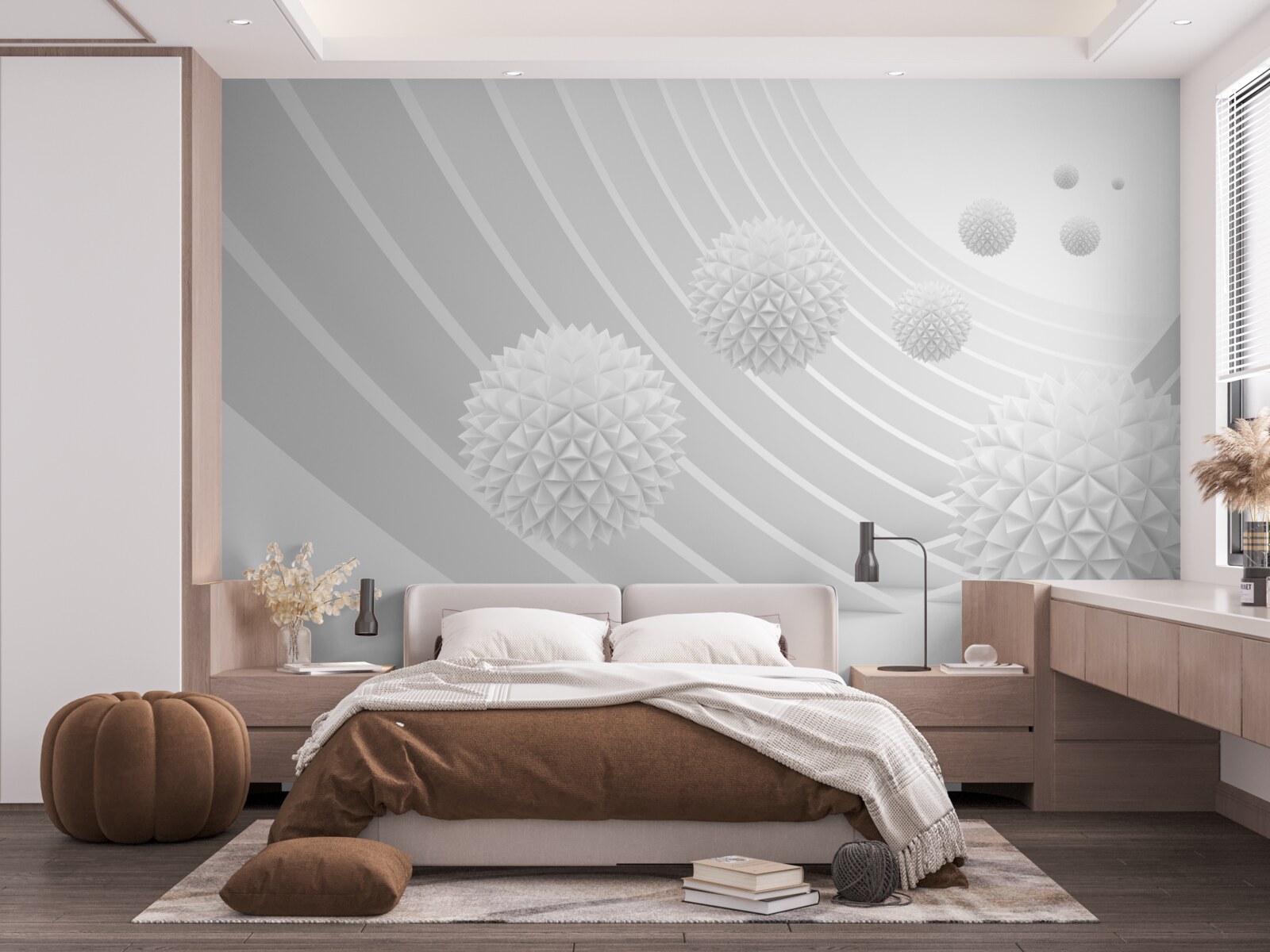 Fotobehang scherpe witte ballen in de terugtrekkende tunnel