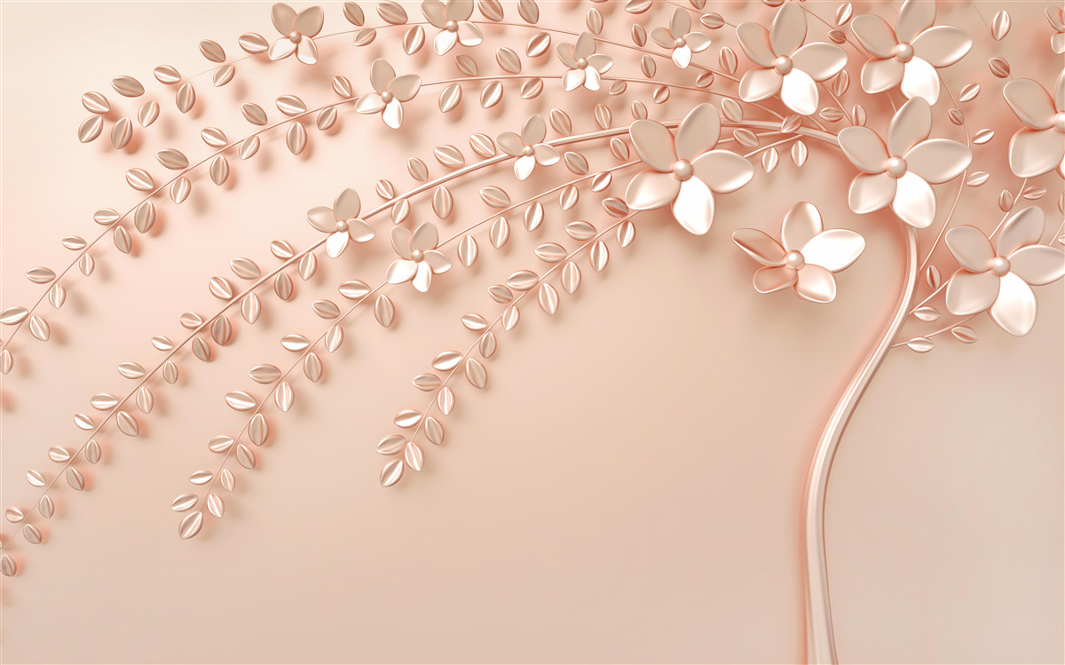 Fotobehang boom met fijn hout en rijke bloei