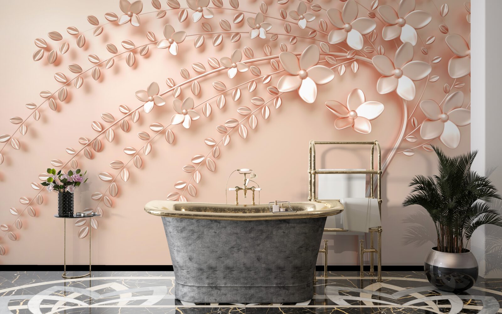 Fotobehang boom met fijn hout en rijke bloei