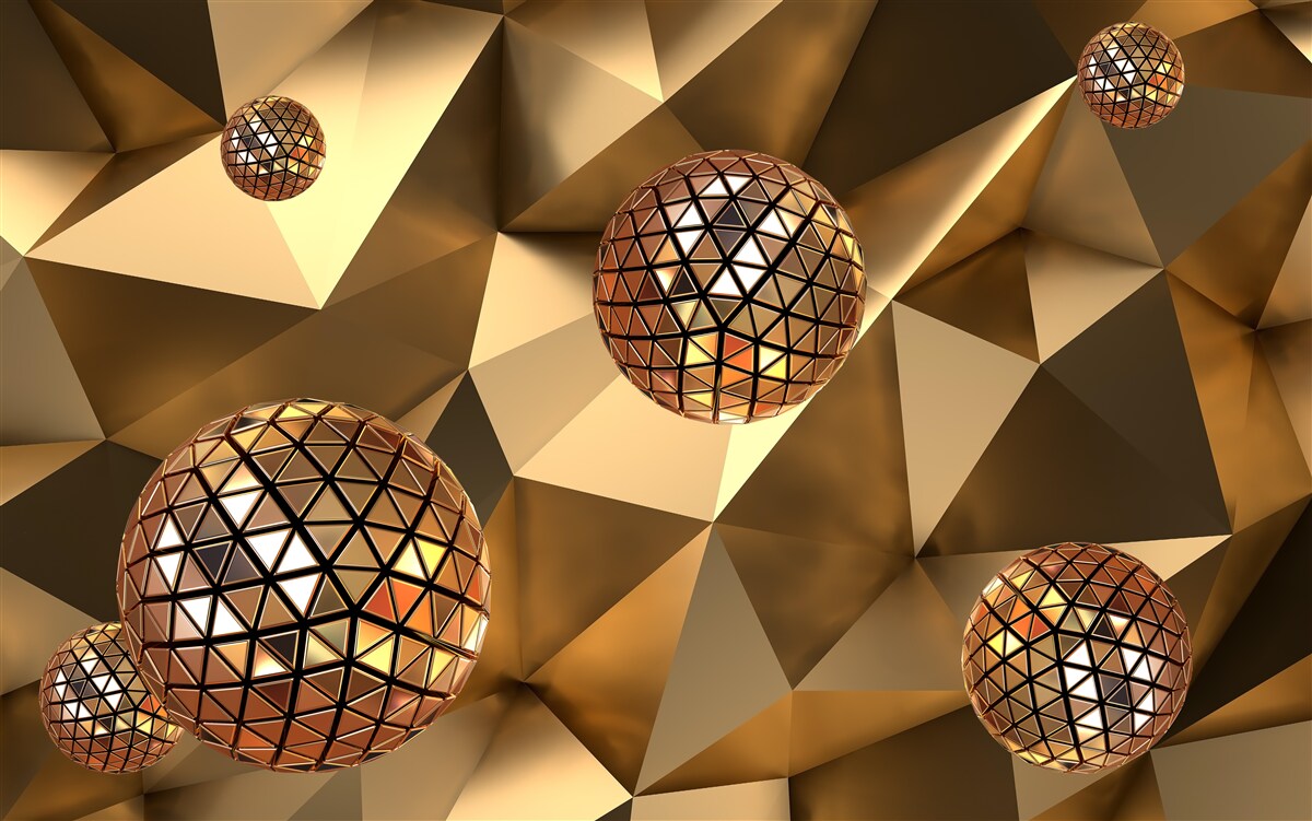 Fotobehang 3d drijvende discoballen